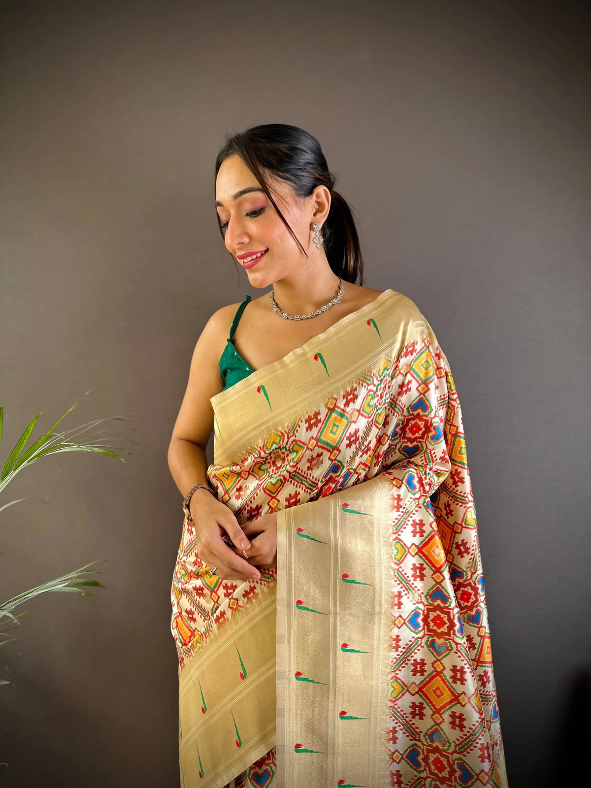 Patola Print Soft Paithani Silk Saree