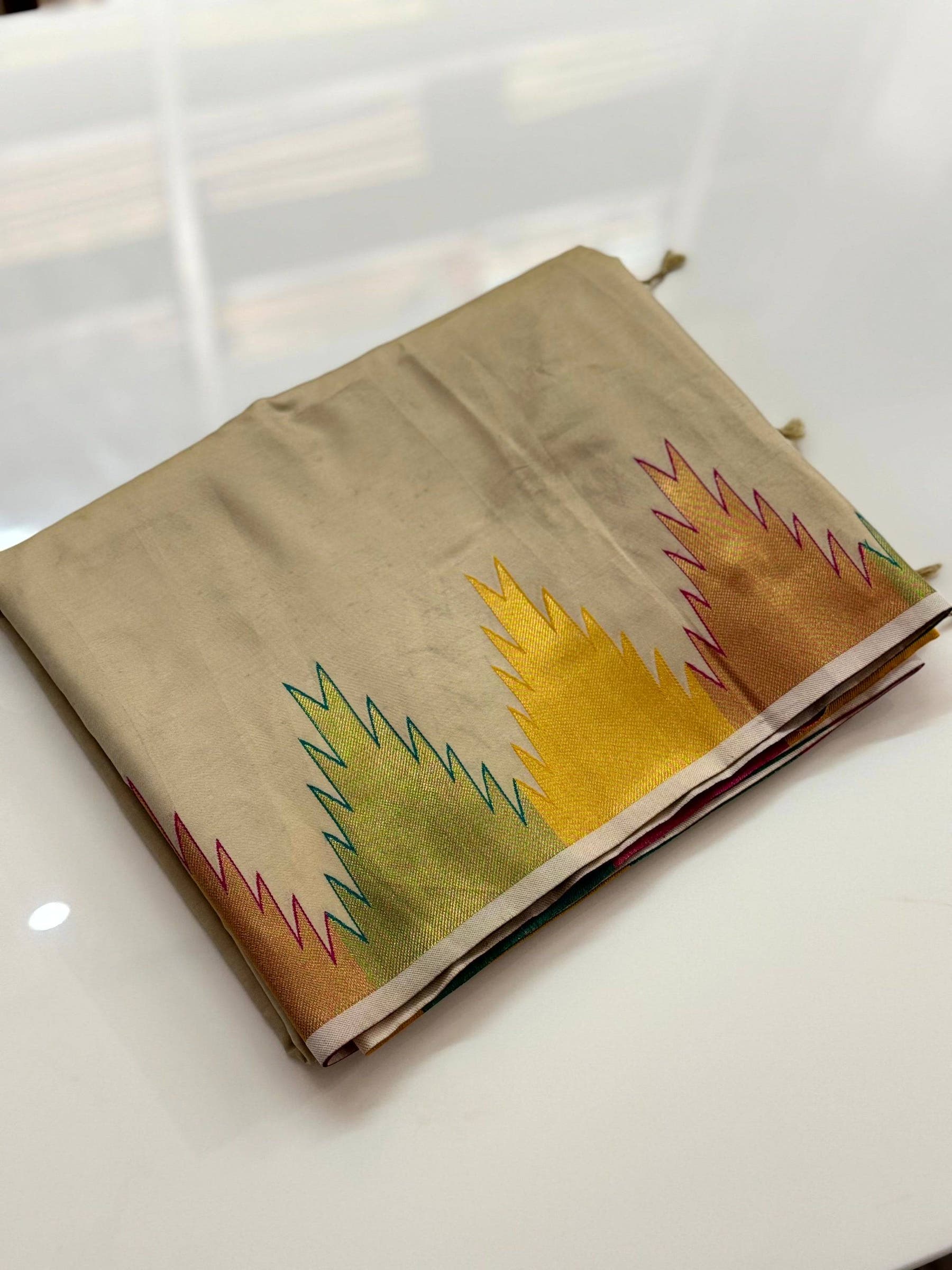 Chiku Copper Radiance Soft Silk Saree