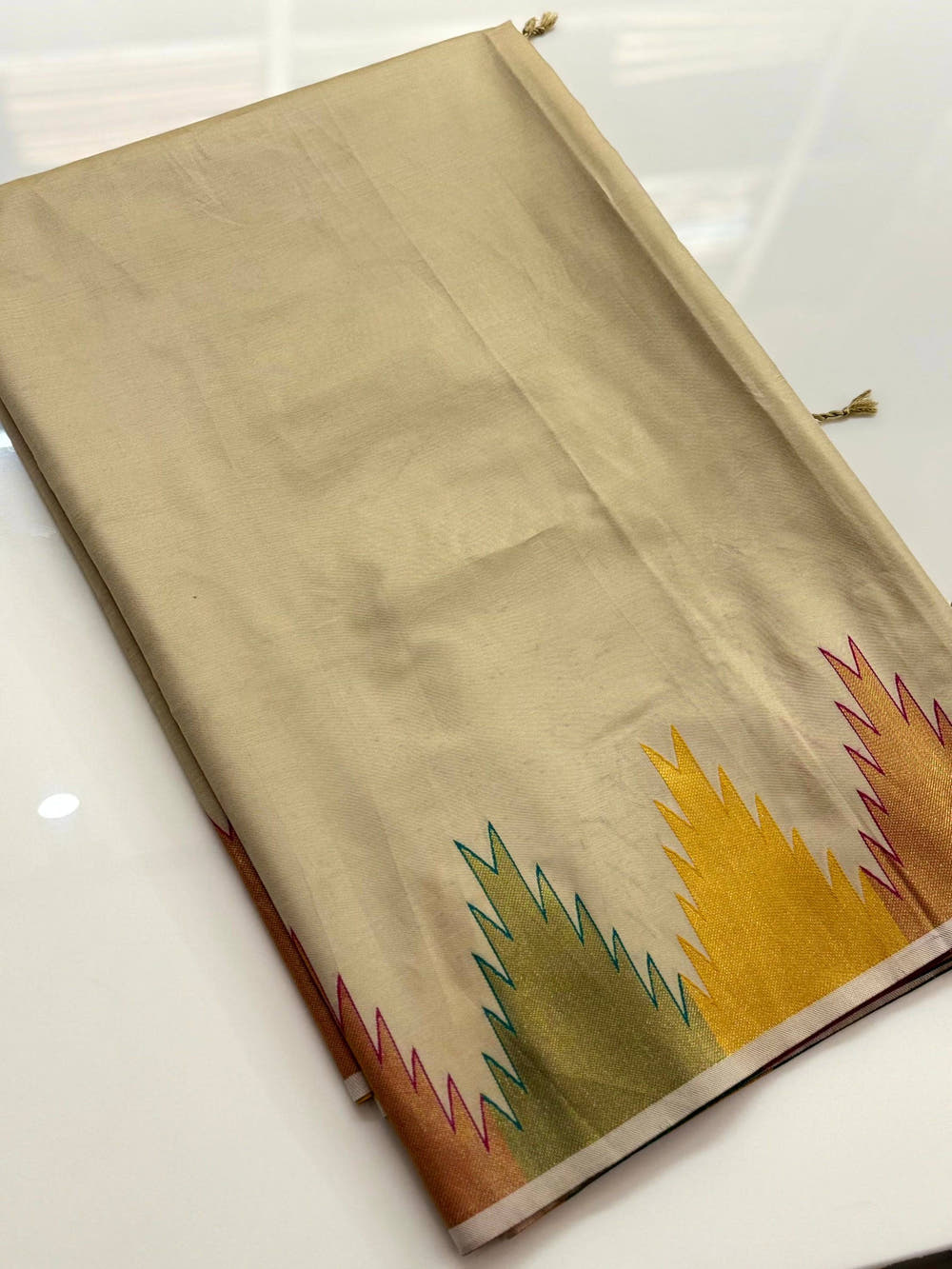 Chiku Copper Radiance Soft Silk Saree