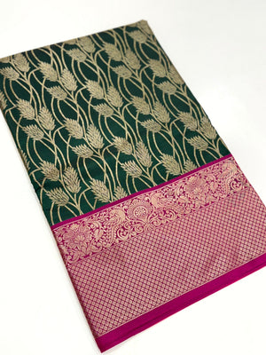 Green Kanjivaram Silk Golden Zari Weaving Saree