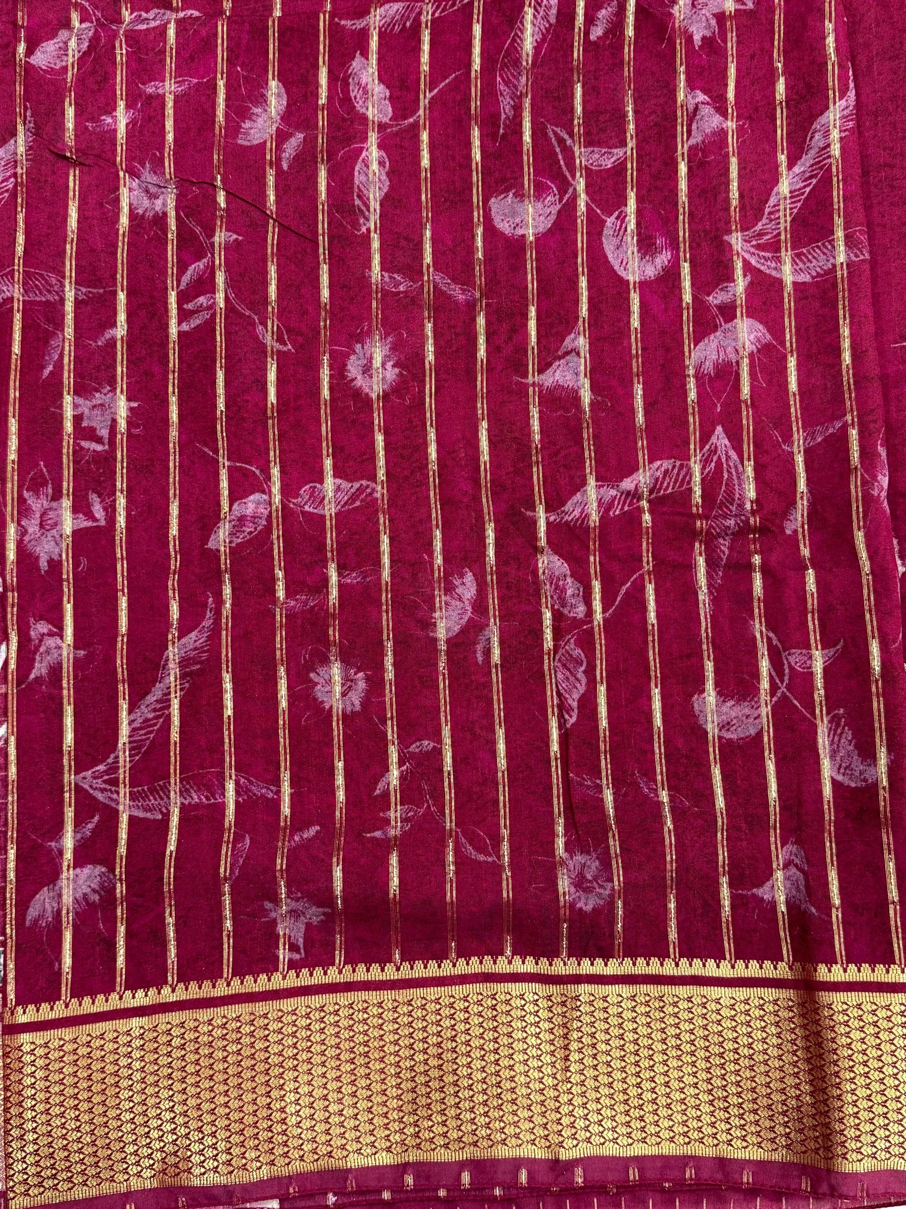 Elegant Wine Cotton Viscose Saree