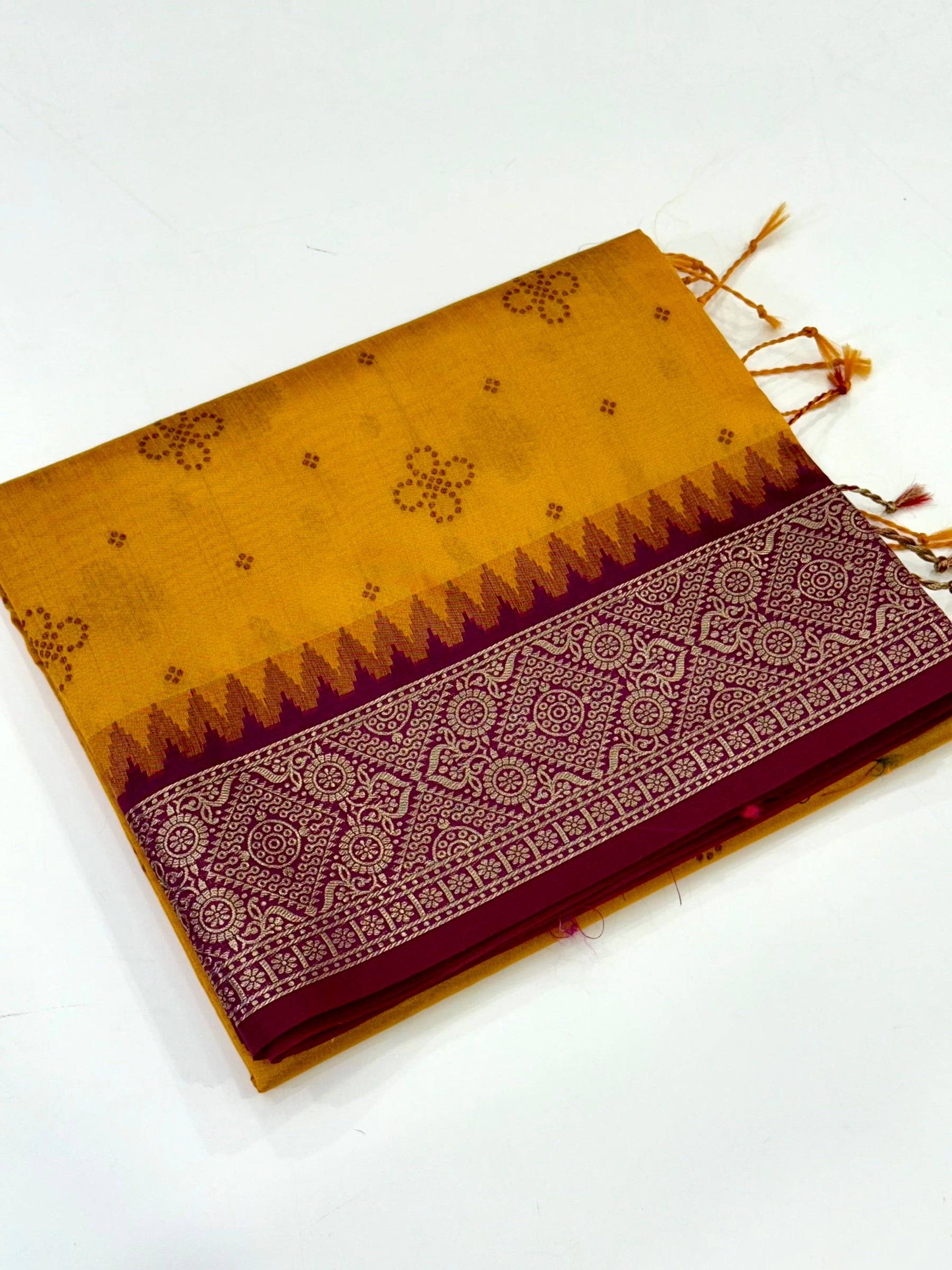 Yellow Crystal Raw Silk Kanchi Pattu Saree