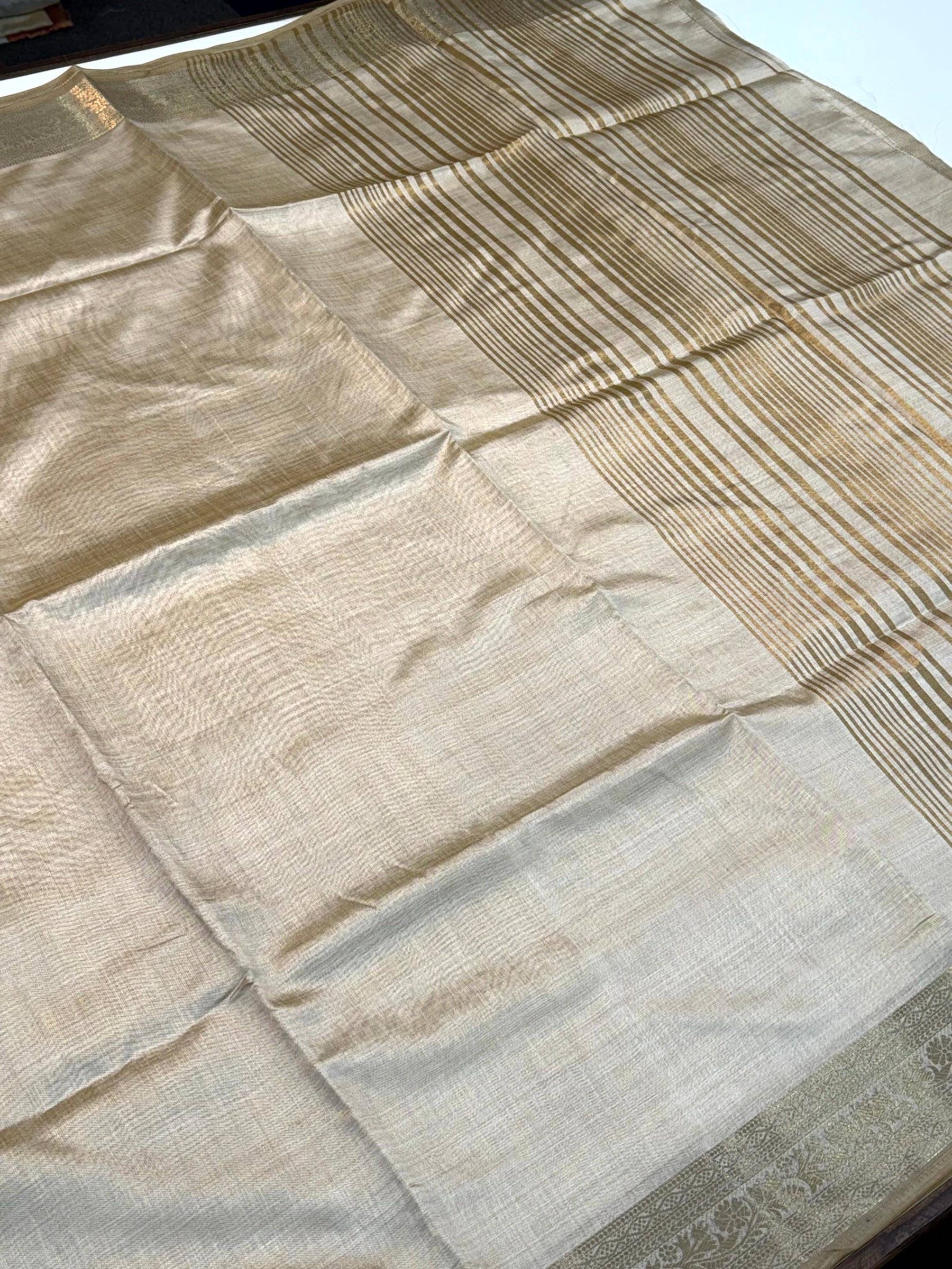Graceful Beige Soft Tussar Saree