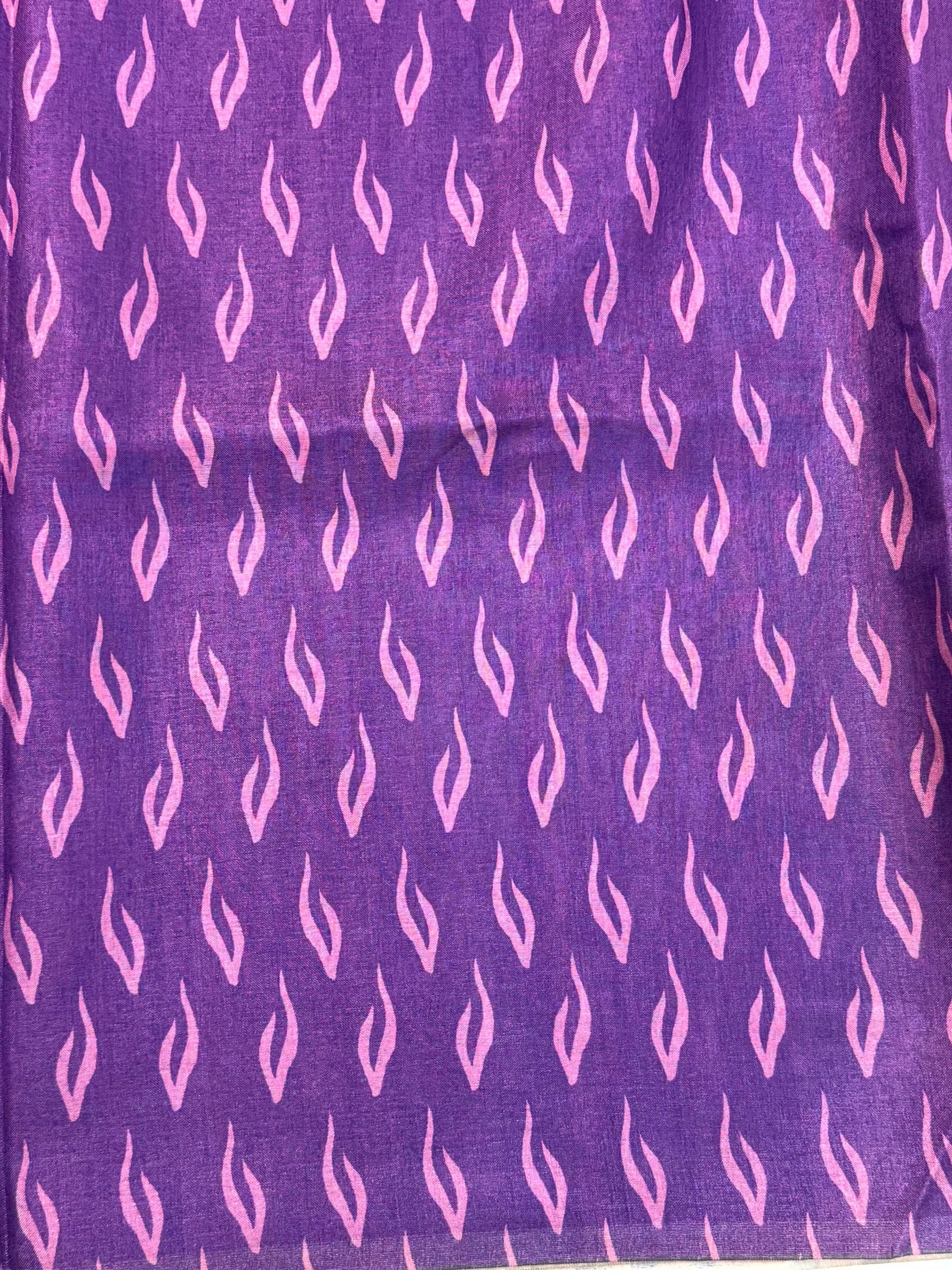 Wine Tussar Zibra Print  Saree