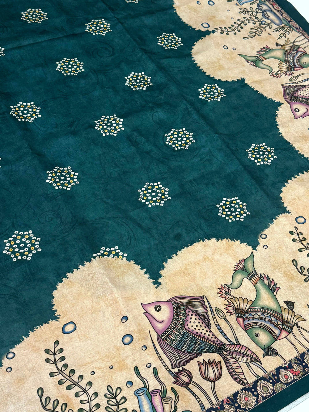 Artistic Semi Tussar Silk Kalamkari Saree