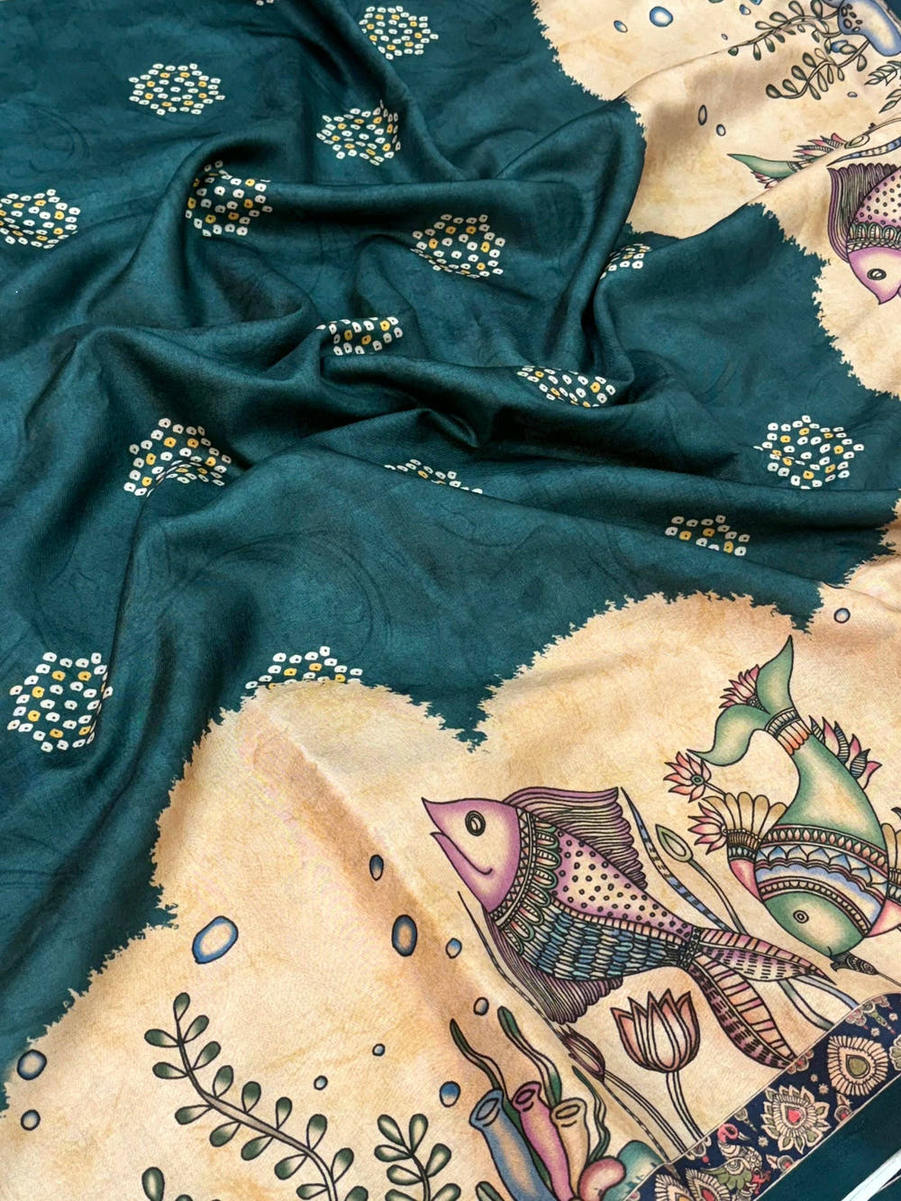 Artistic Semi Tussar Silk Kalamkari Saree