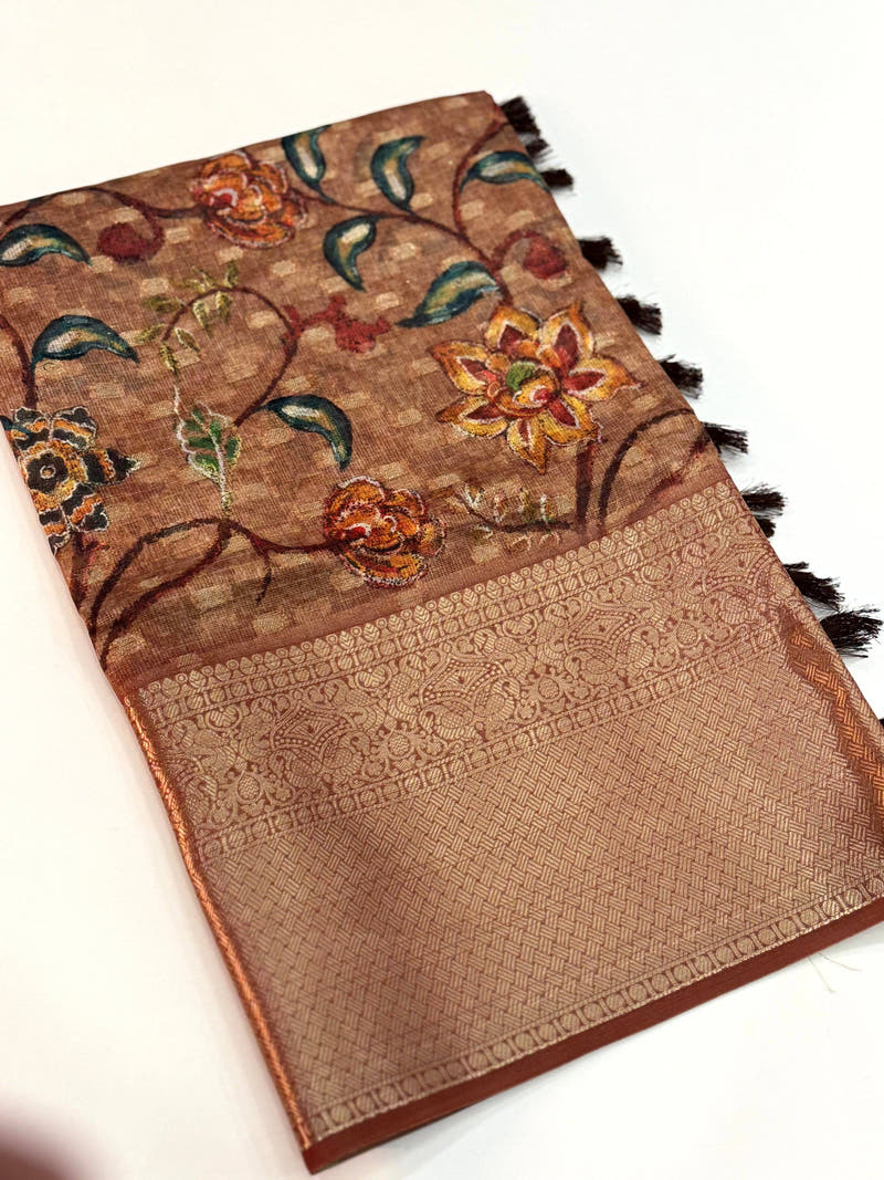 Majestic Kalamkari Kota Doriya Saree