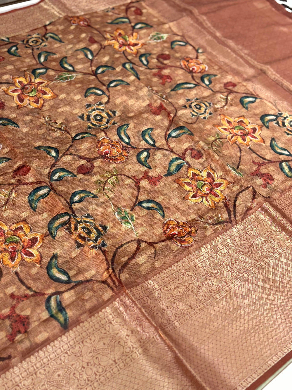 Majestic Kalamkari Kota Doriya Saree