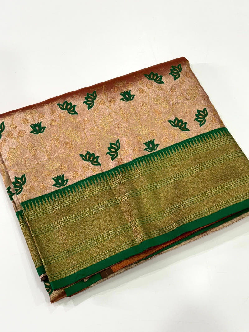 Light Orange Kanjivaram Pattu Saree