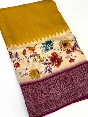 Vibrant Pure Viscose Dola Check Saree