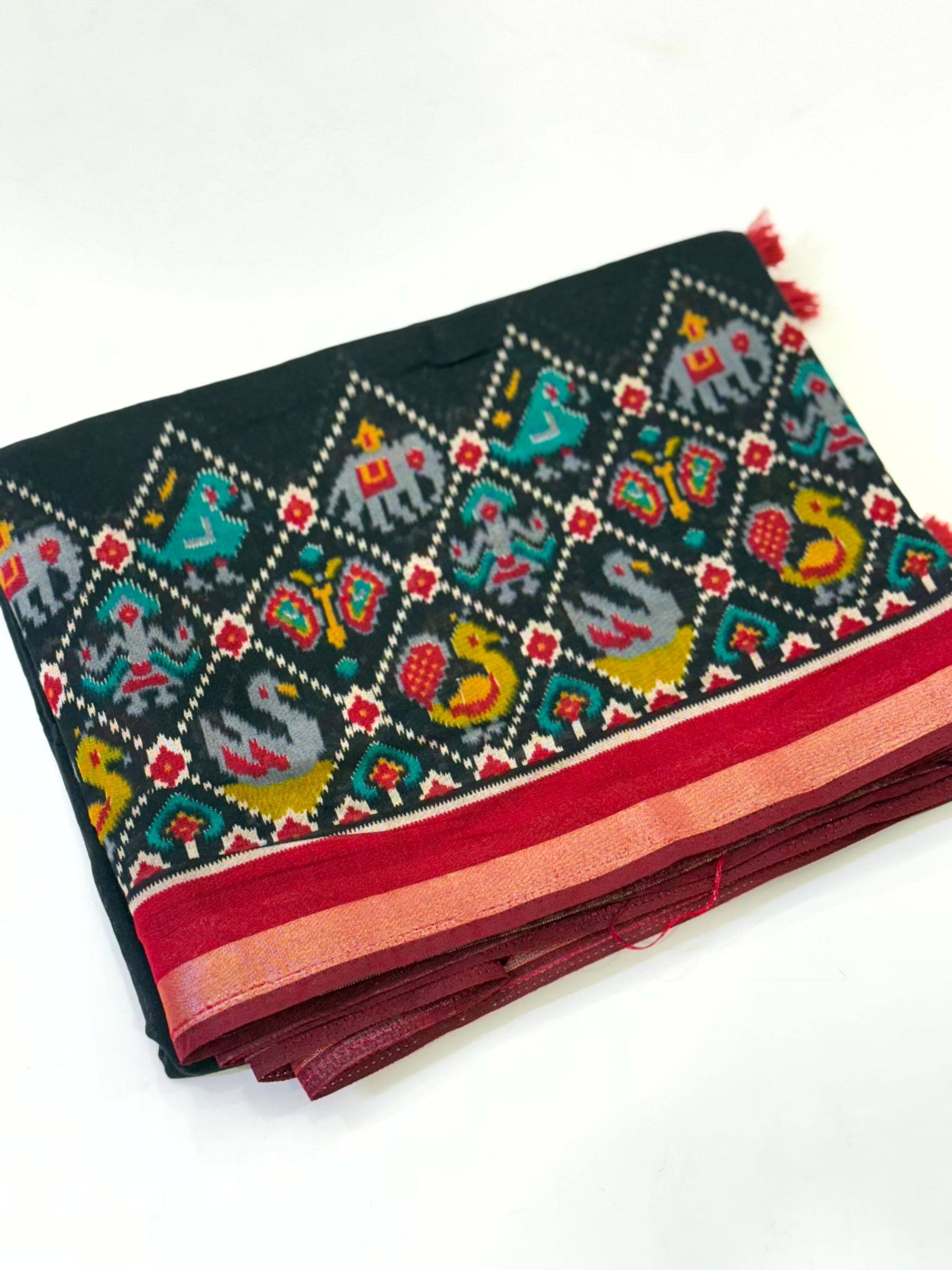 Black Pochampally Mul Cotton Saree