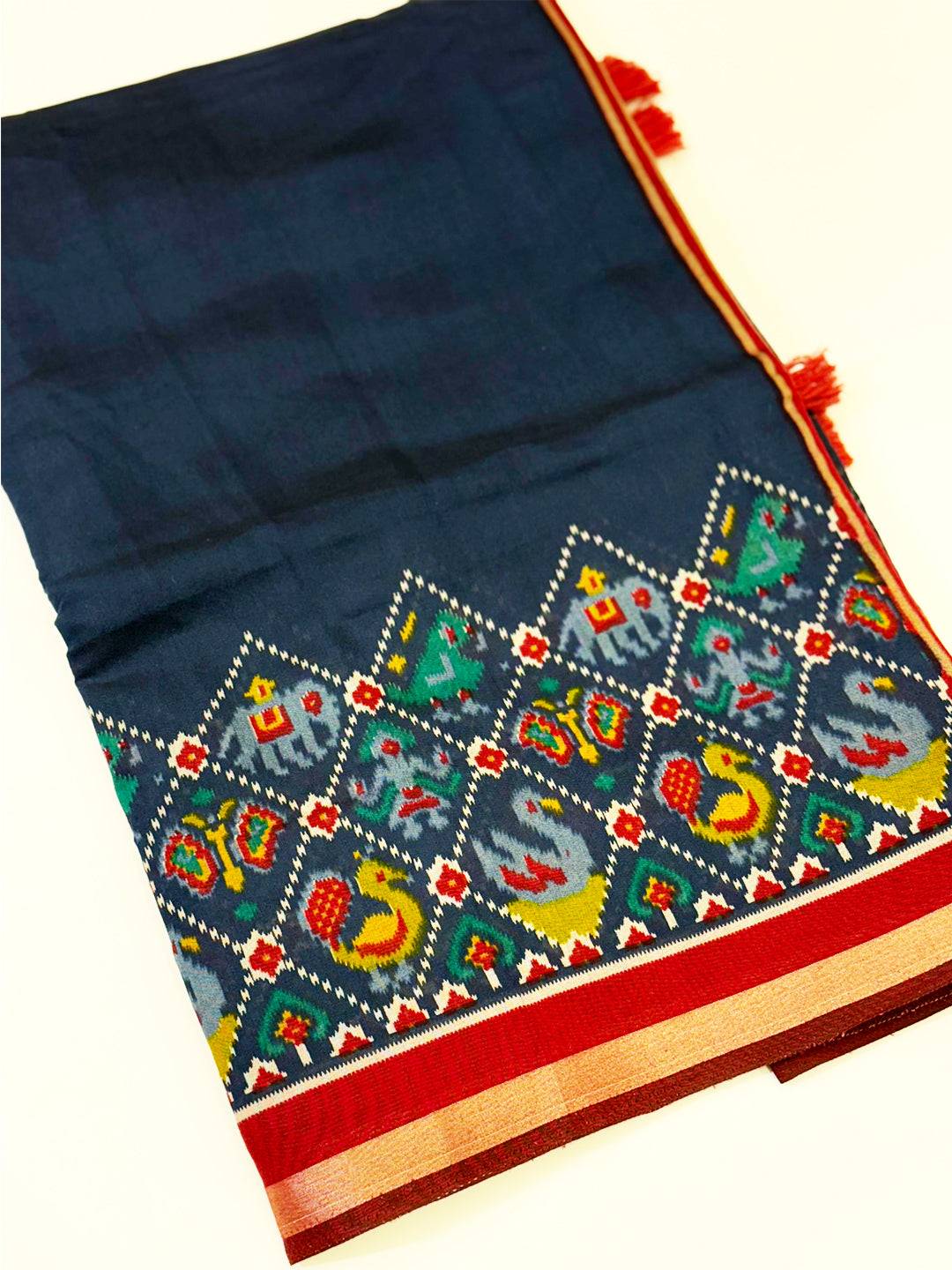 Navy Pochampally Mul Cotton Saree