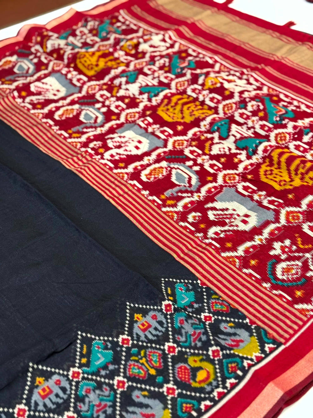 Black Pochampally Mul Cotton Saree