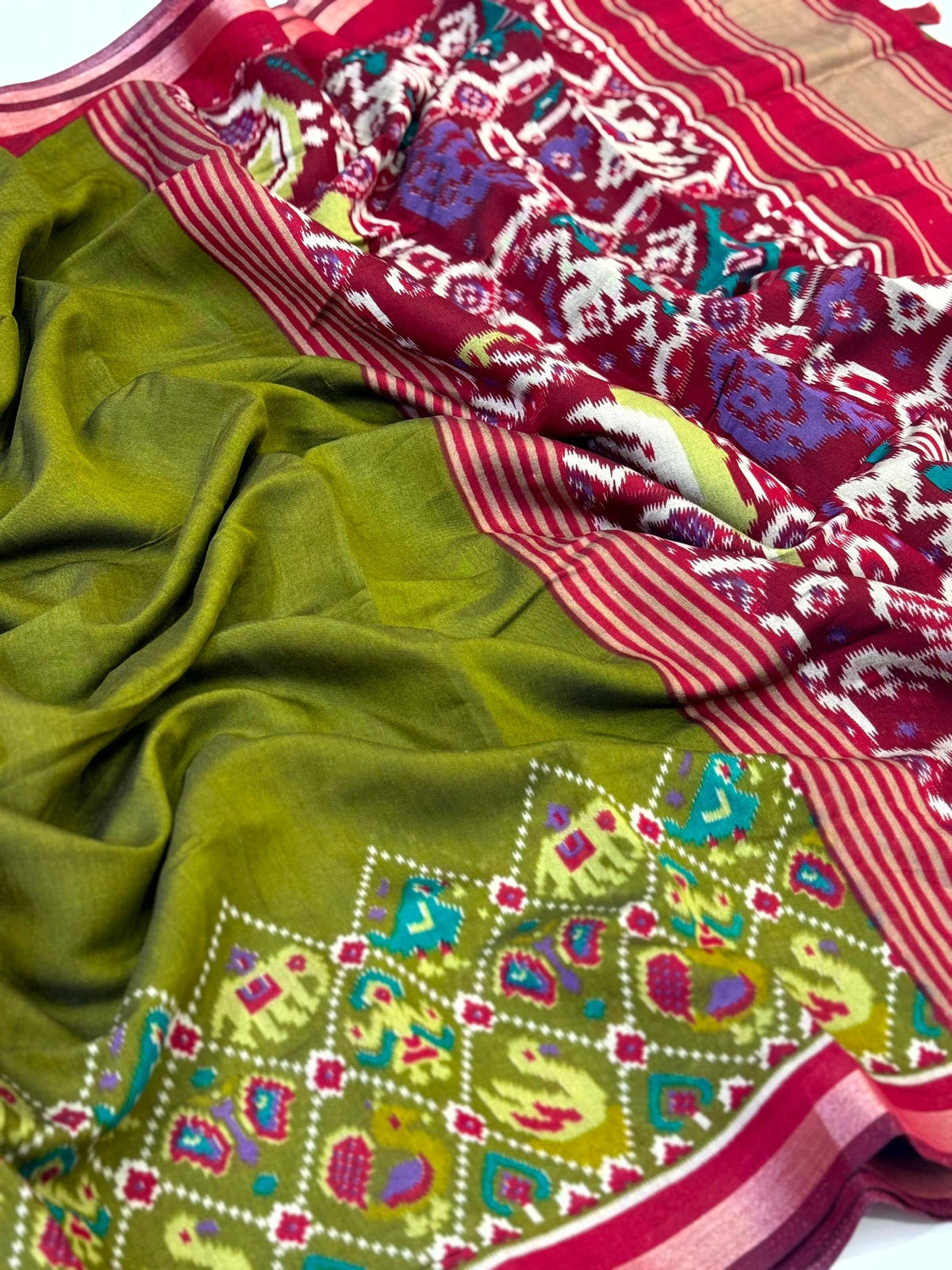 Green Pochampally Mul Cotton Saree