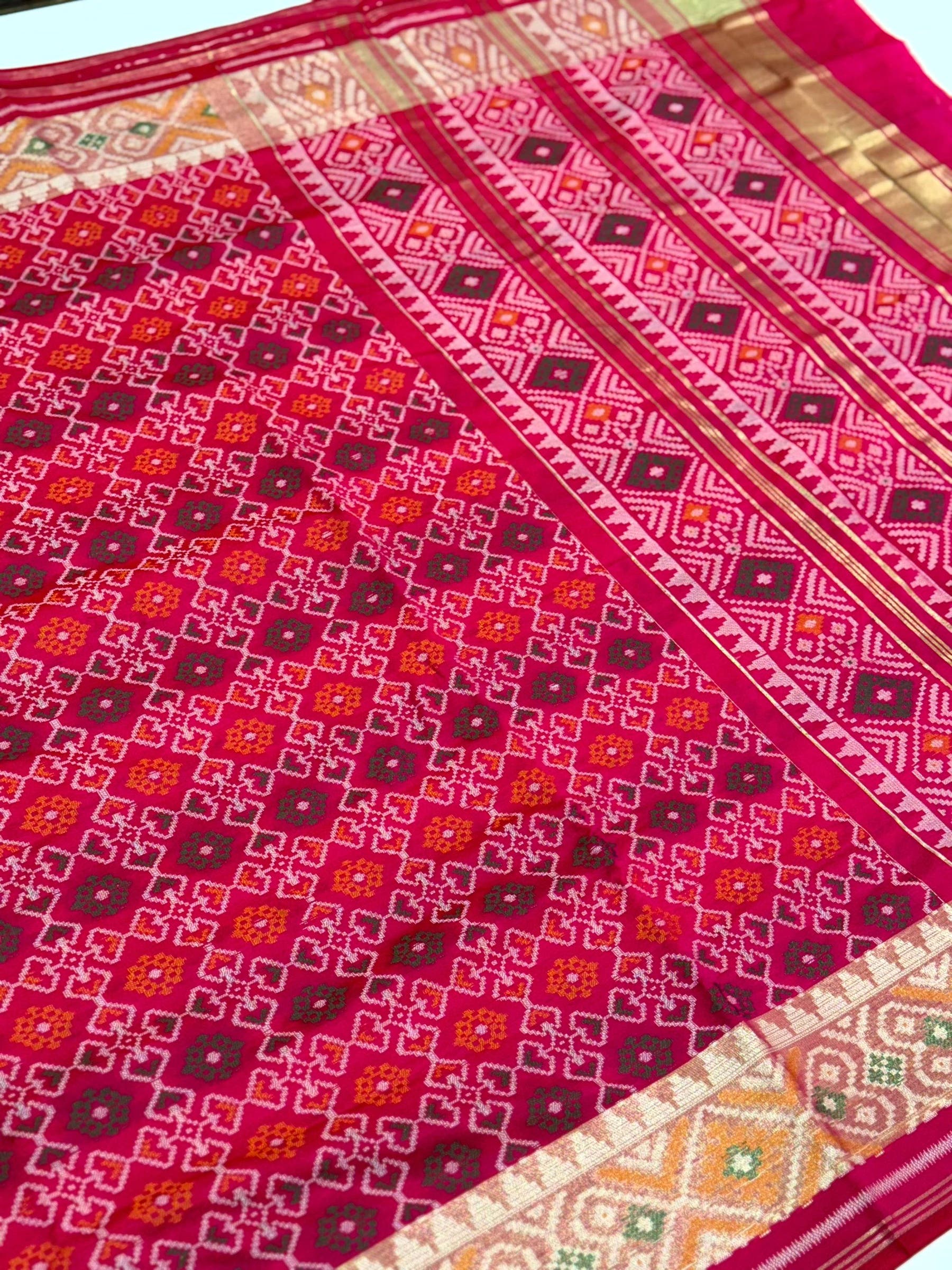 Pink Double Ikkat Heritage  Saree