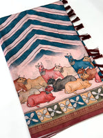 Heritage Soft Silk Ikkat Kalamkari Saree