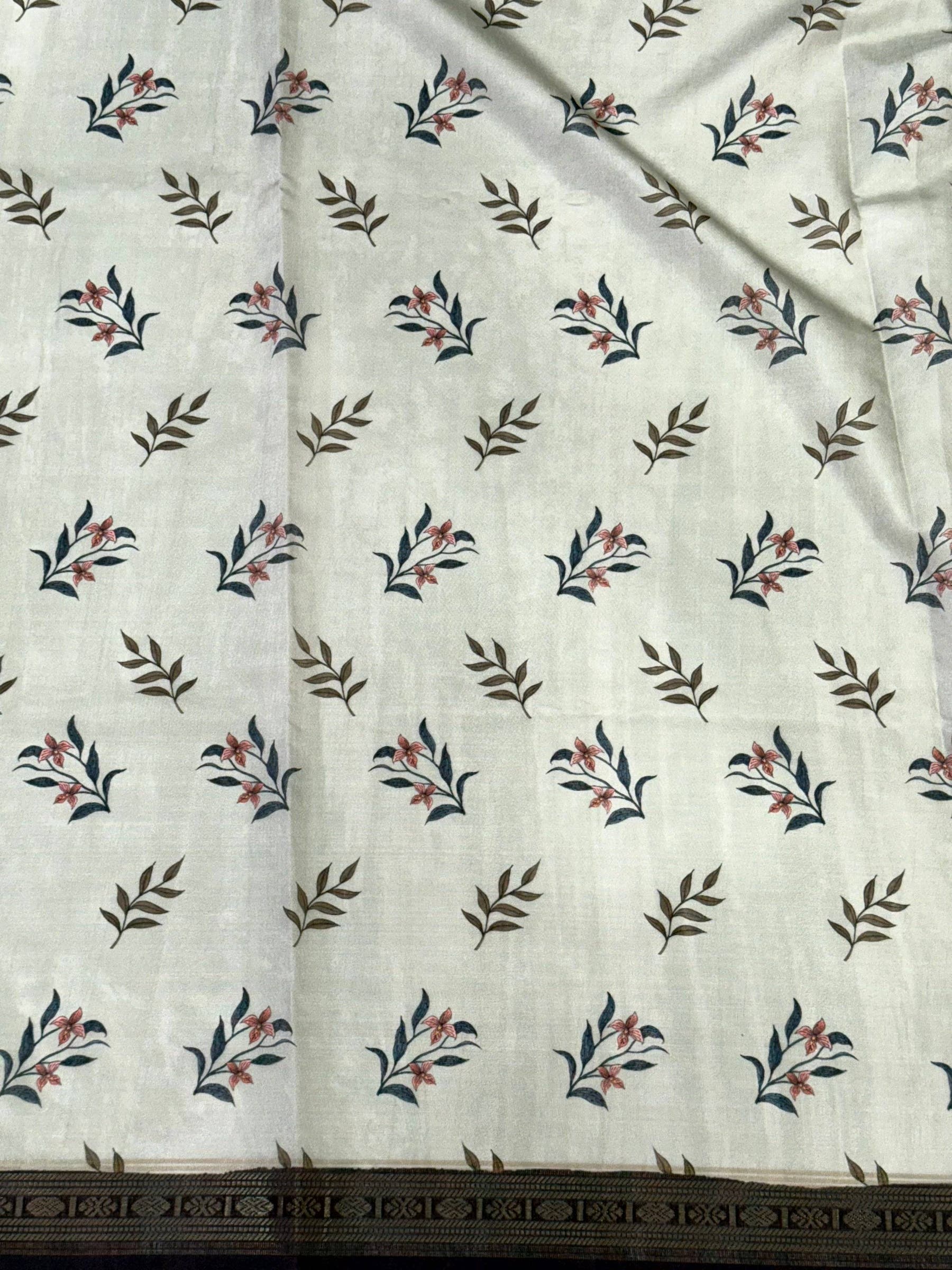 Elegant Rudraksh Border Floral Saree