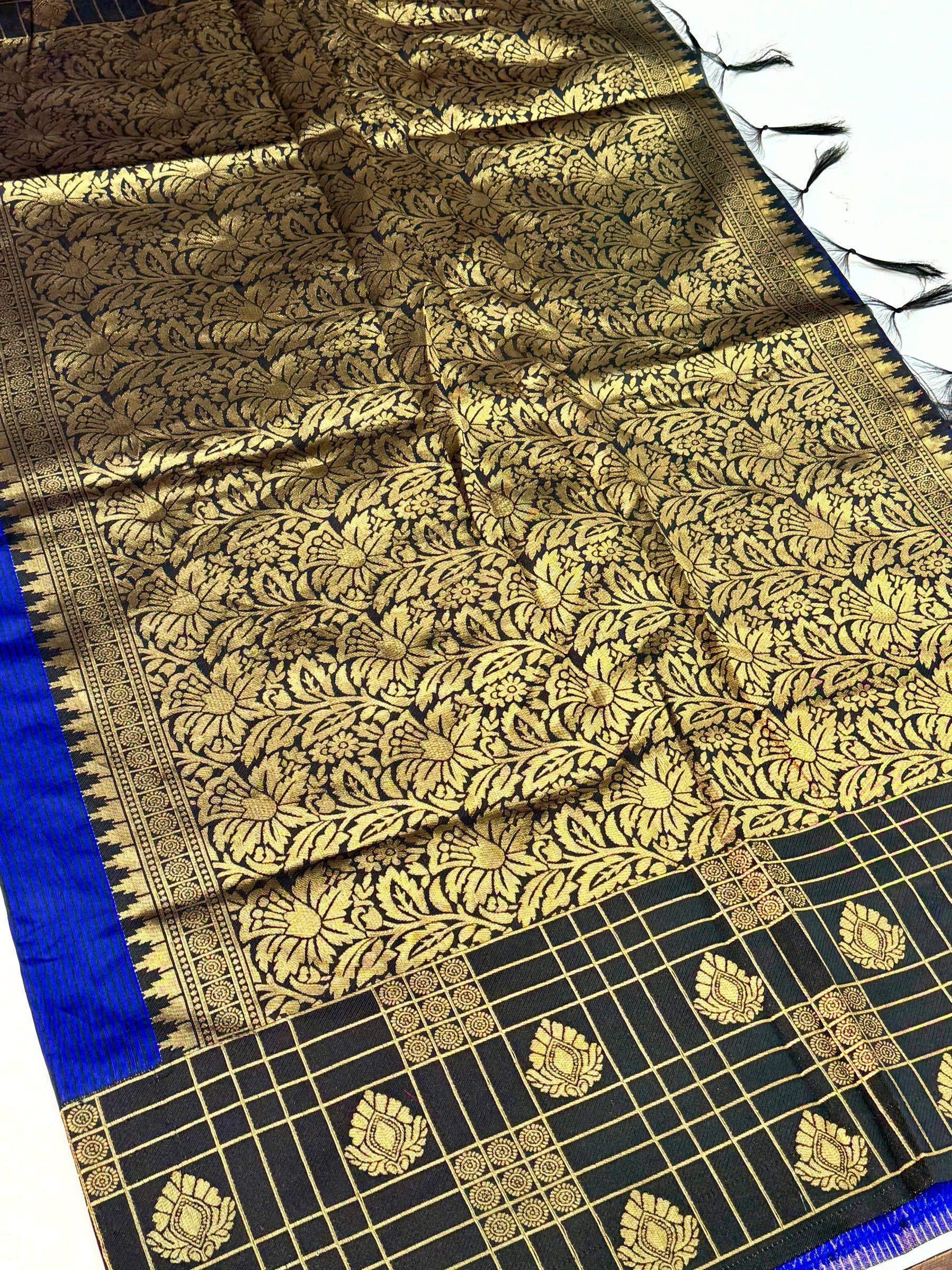 Black Gadwal Border Banarasi Katan Saree