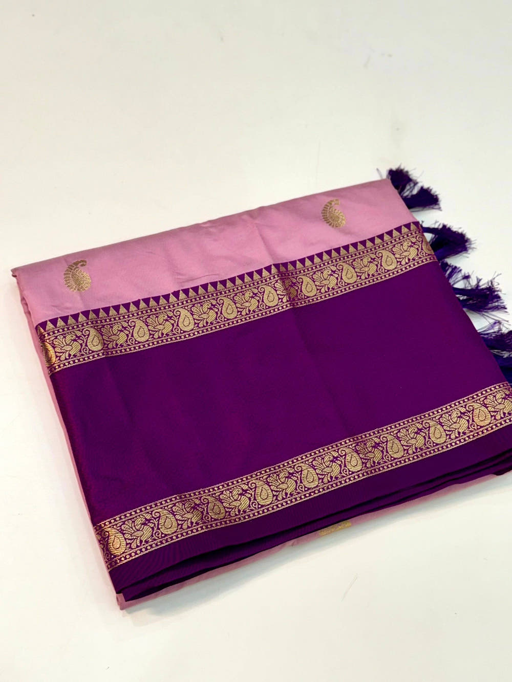 Pink Gadwal Pure Soft Silk Saree
