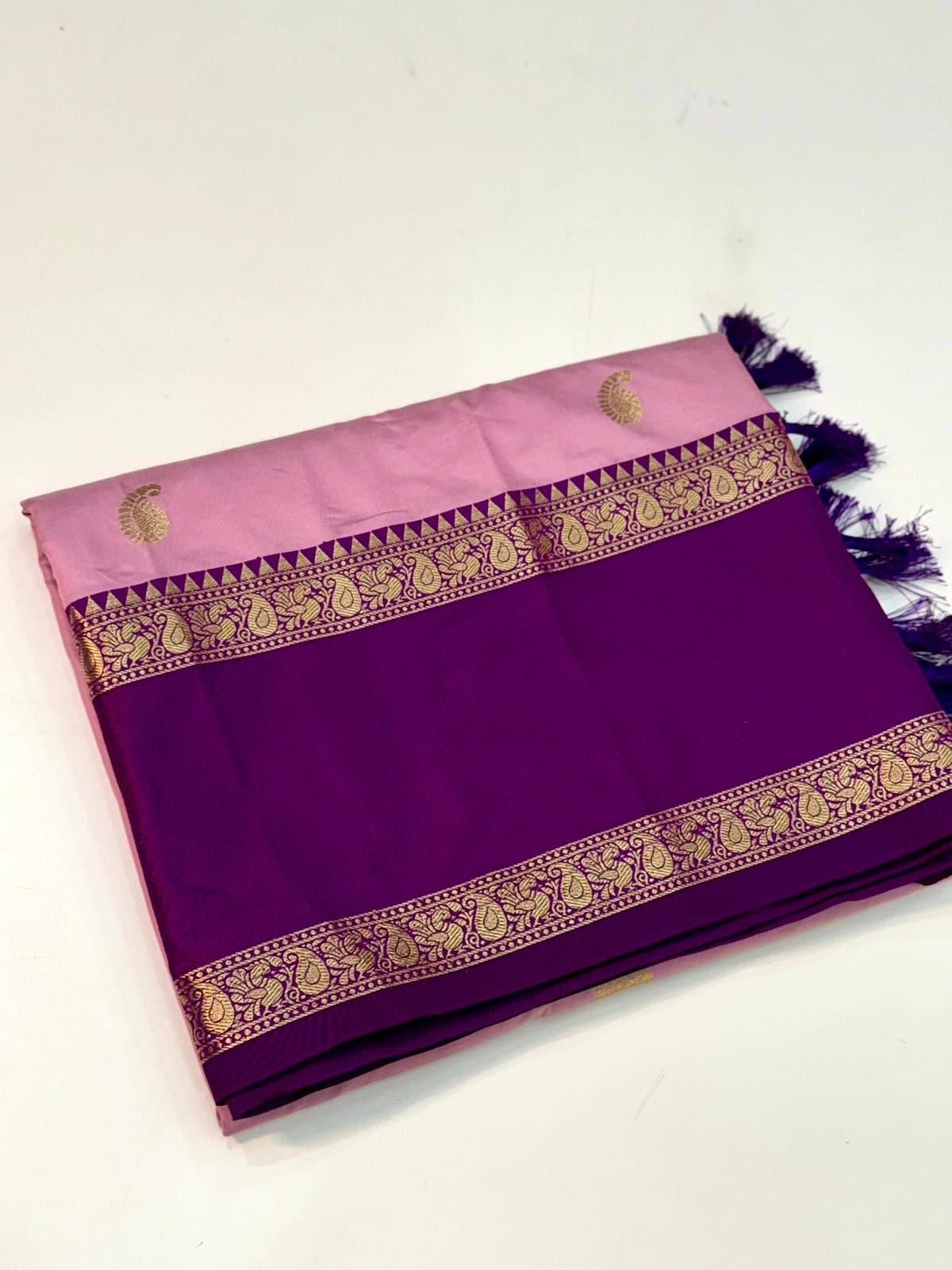 Pink Gadwal Pure Soft Silk Saree