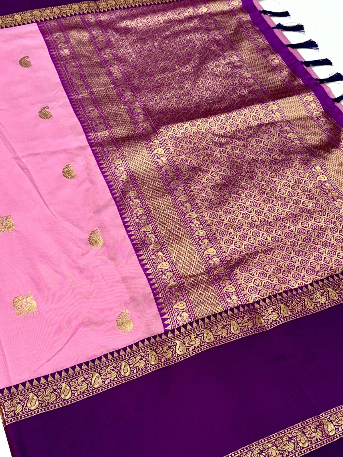 Pink Gadwal Pure Soft Silk Saree