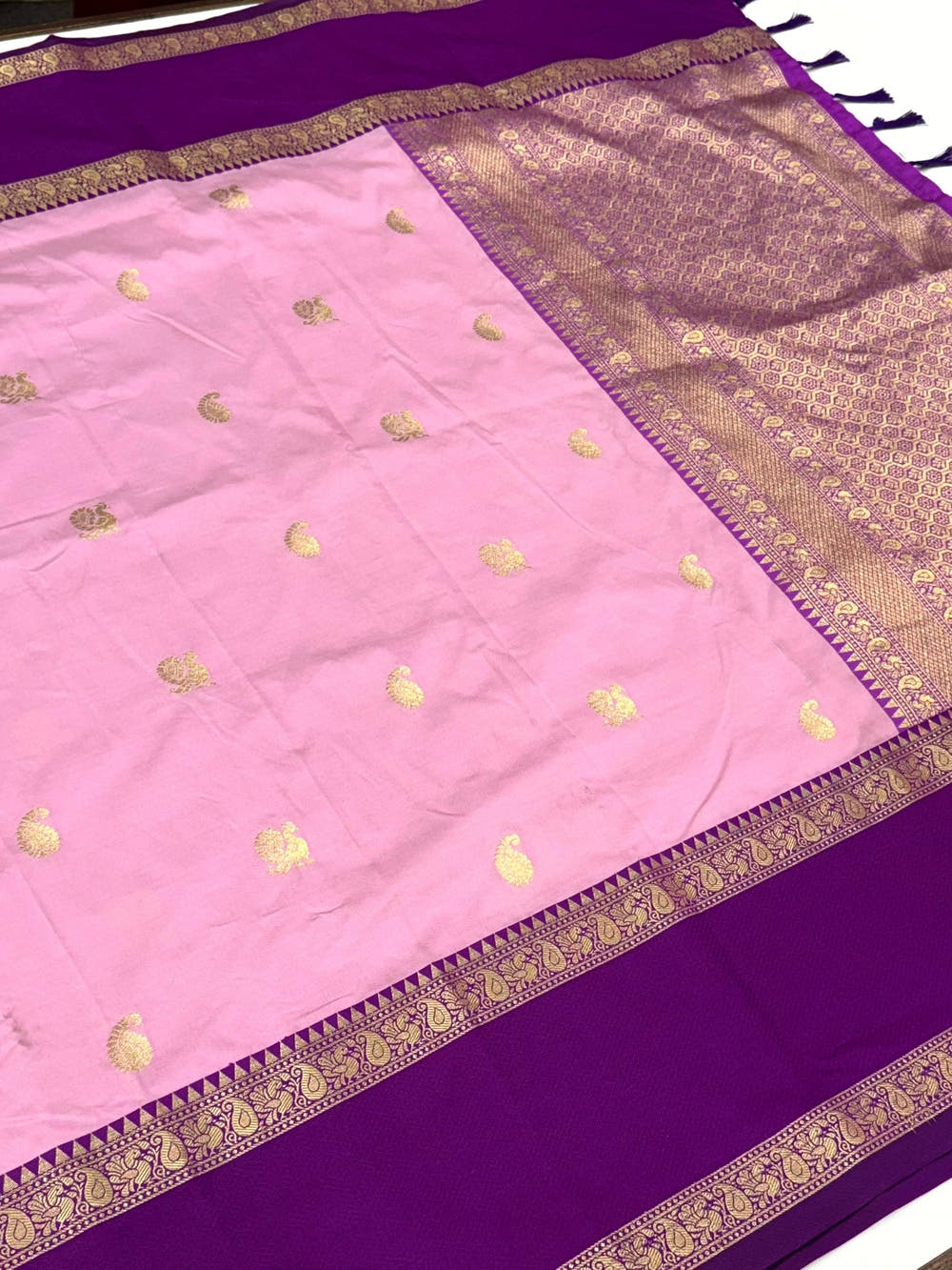 Pink Gadwal Pure Soft Silk Saree