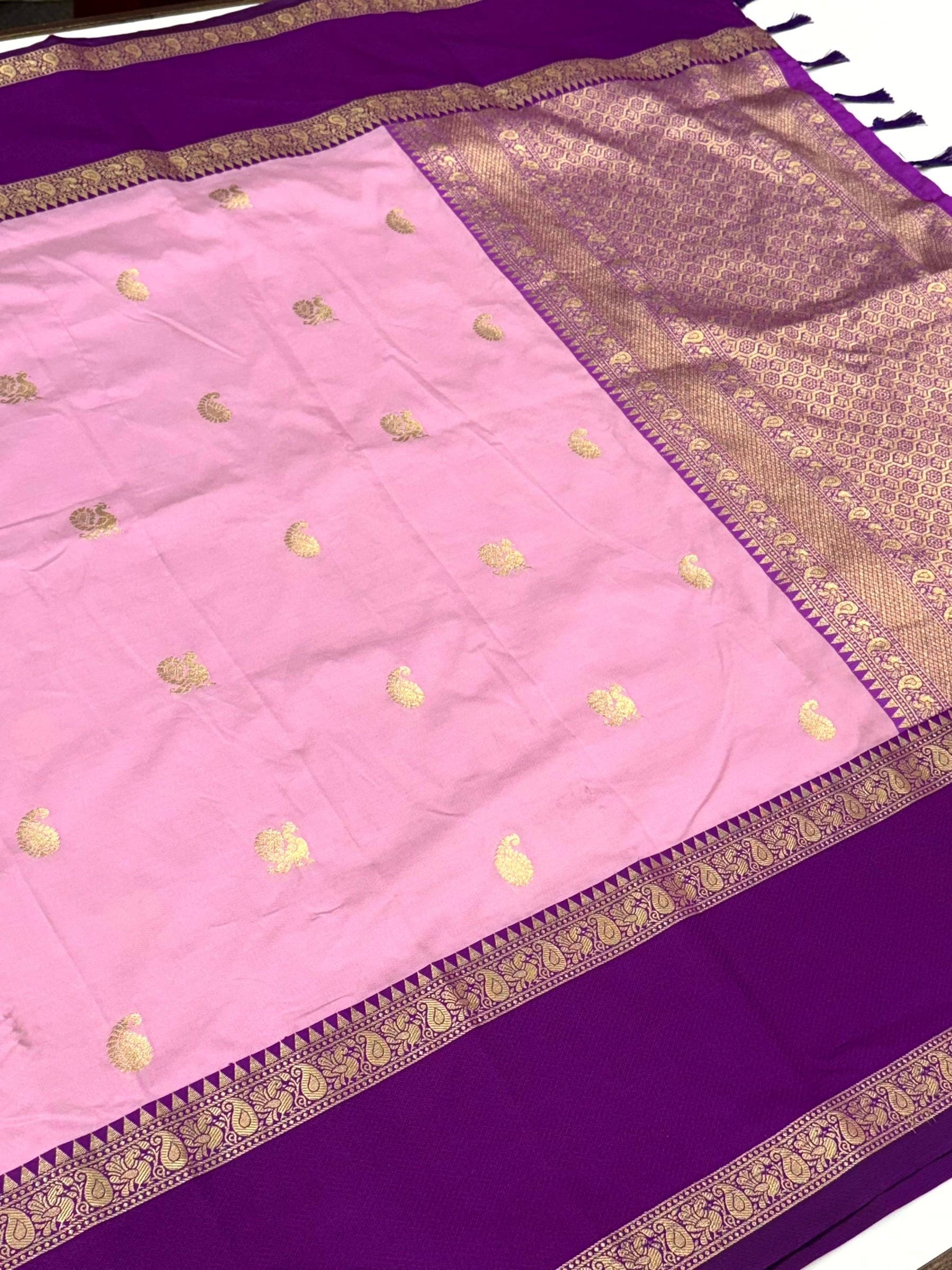 Pink Gadwal Pure Soft Silk Saree