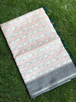 Baby Elephant Print Kota Tissue Saree