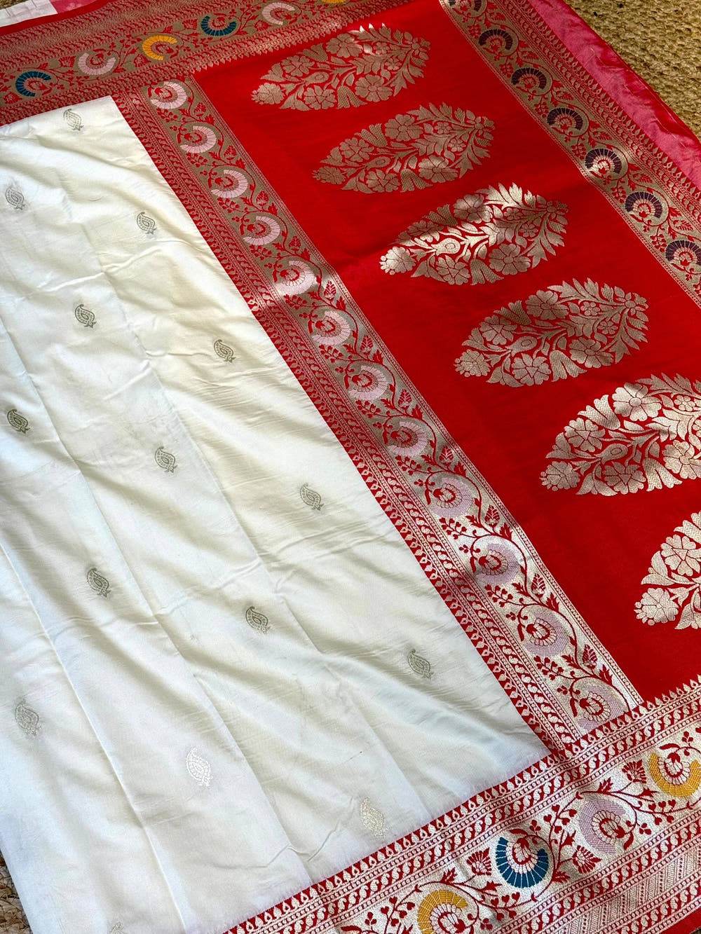 Cream Soft Silk Kanjivaram Saree