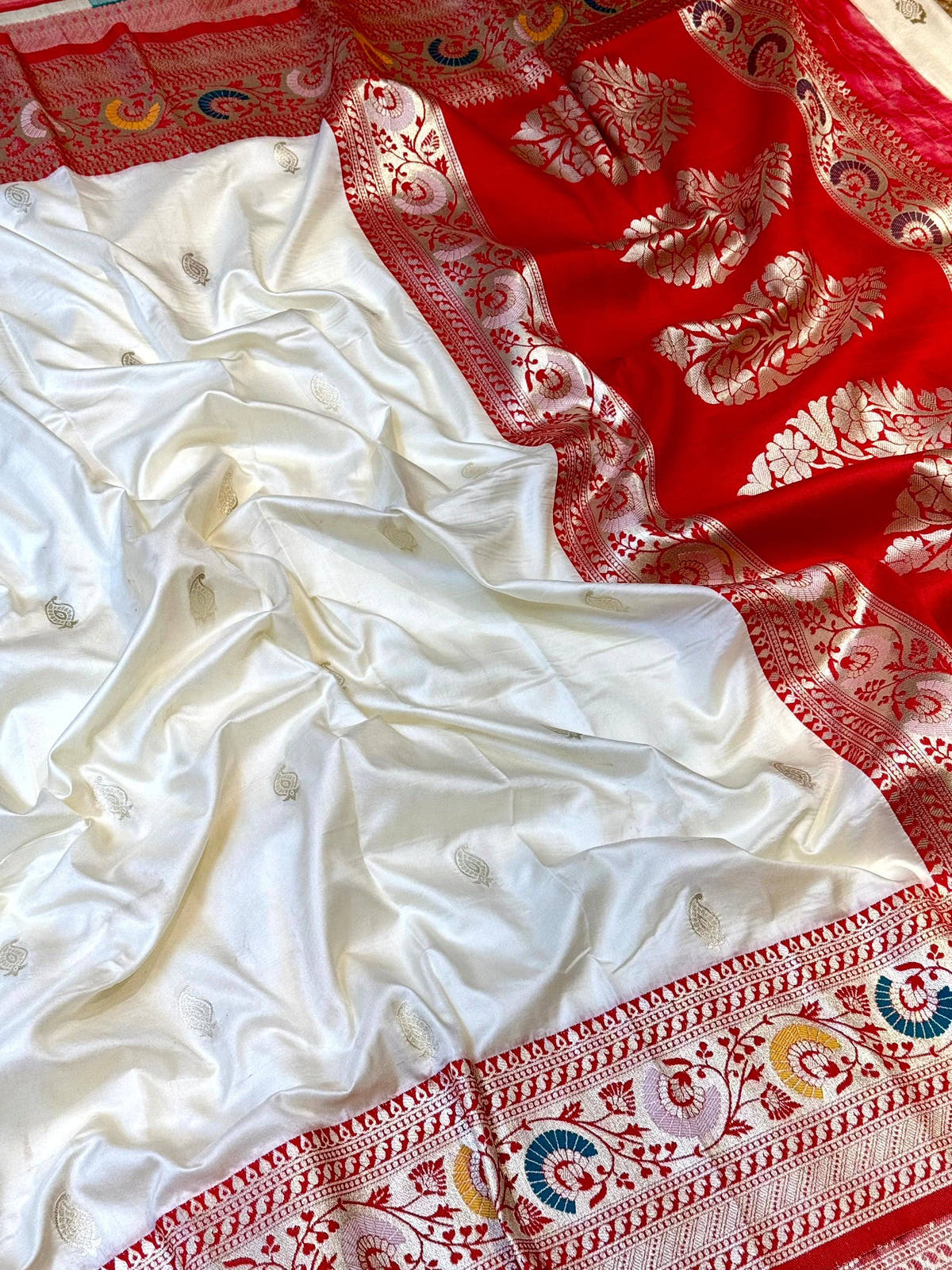 Cream Soft Silk Kanjivaram Saree
