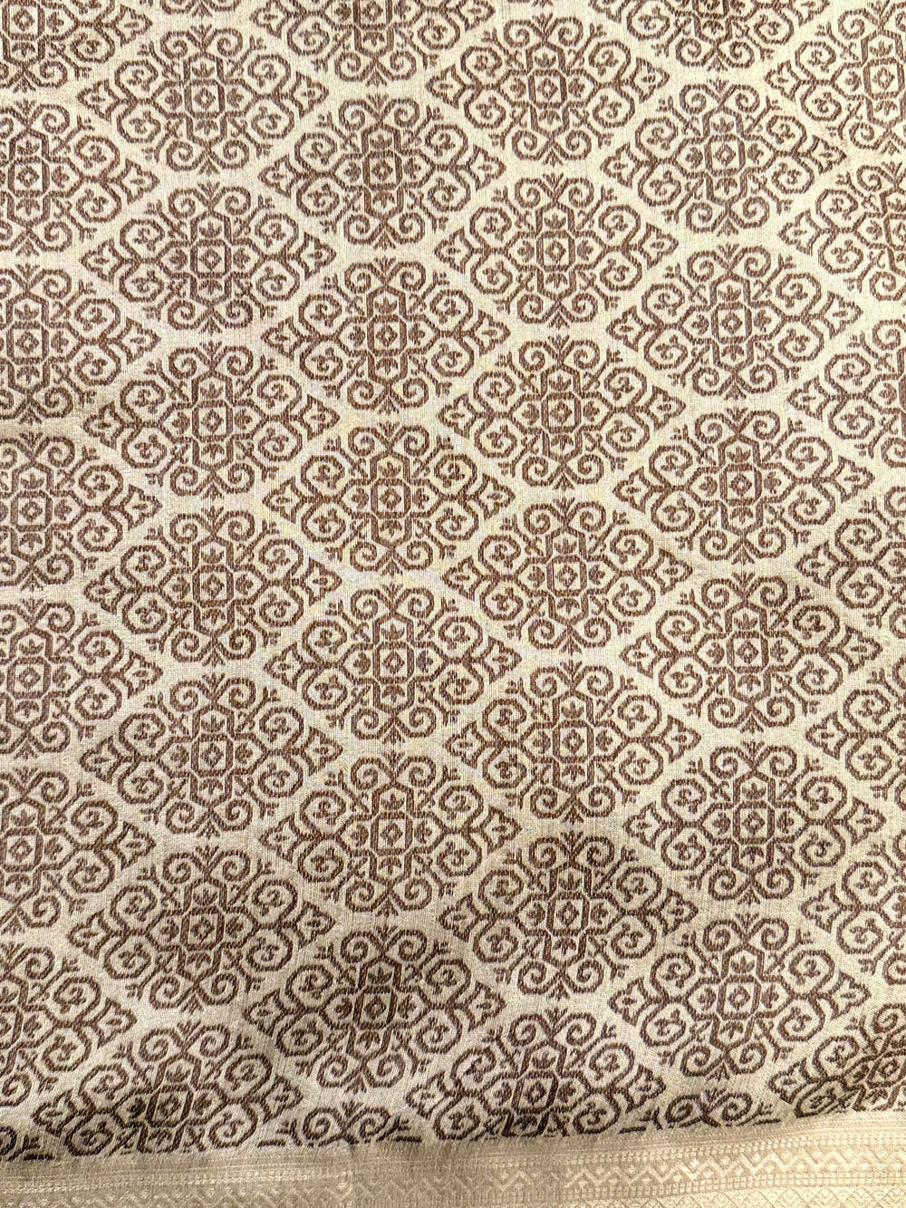 Elegant Brown Gold Zari Tissue Saree