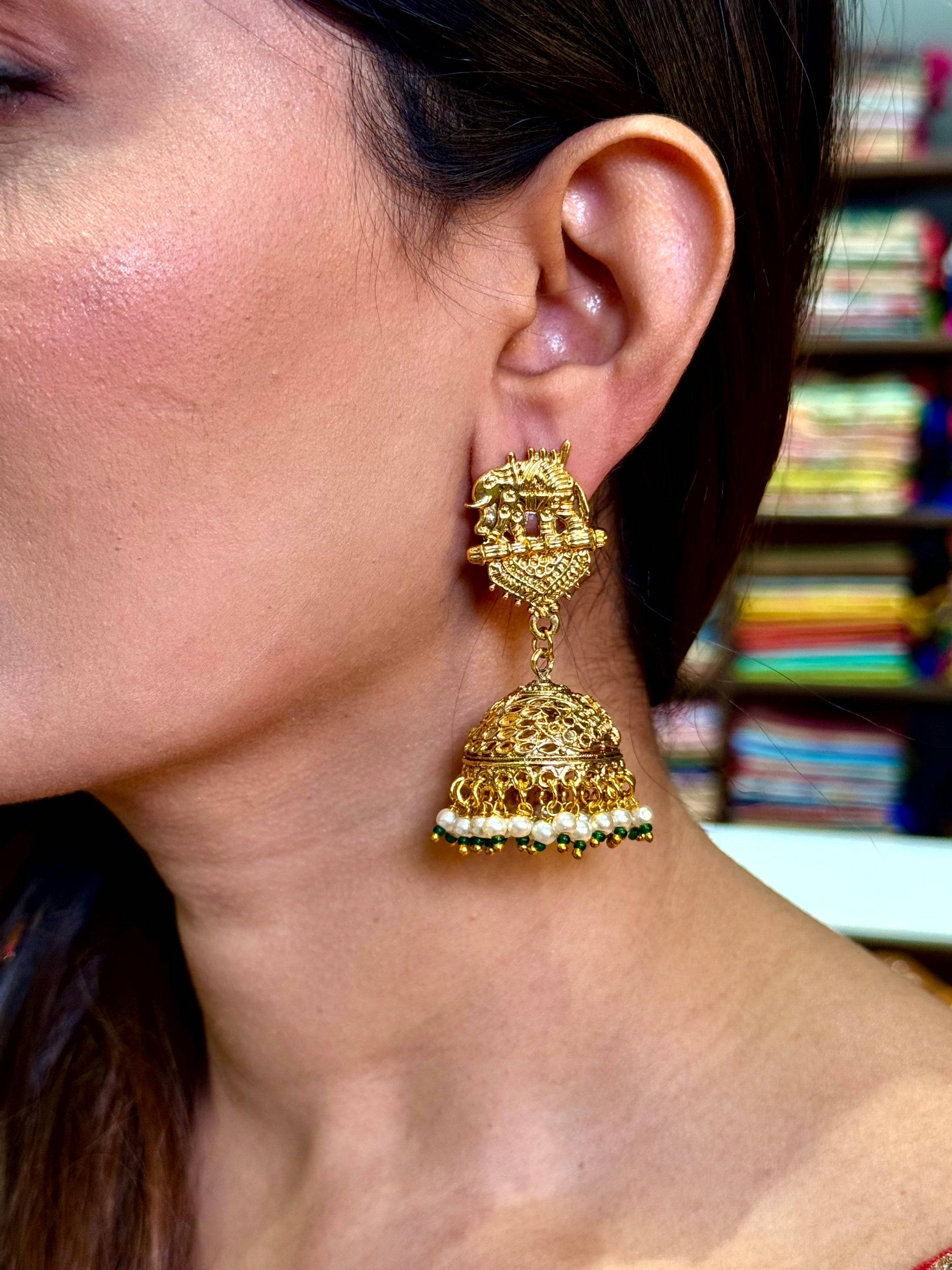 Classic Elephant Pearl Earrings