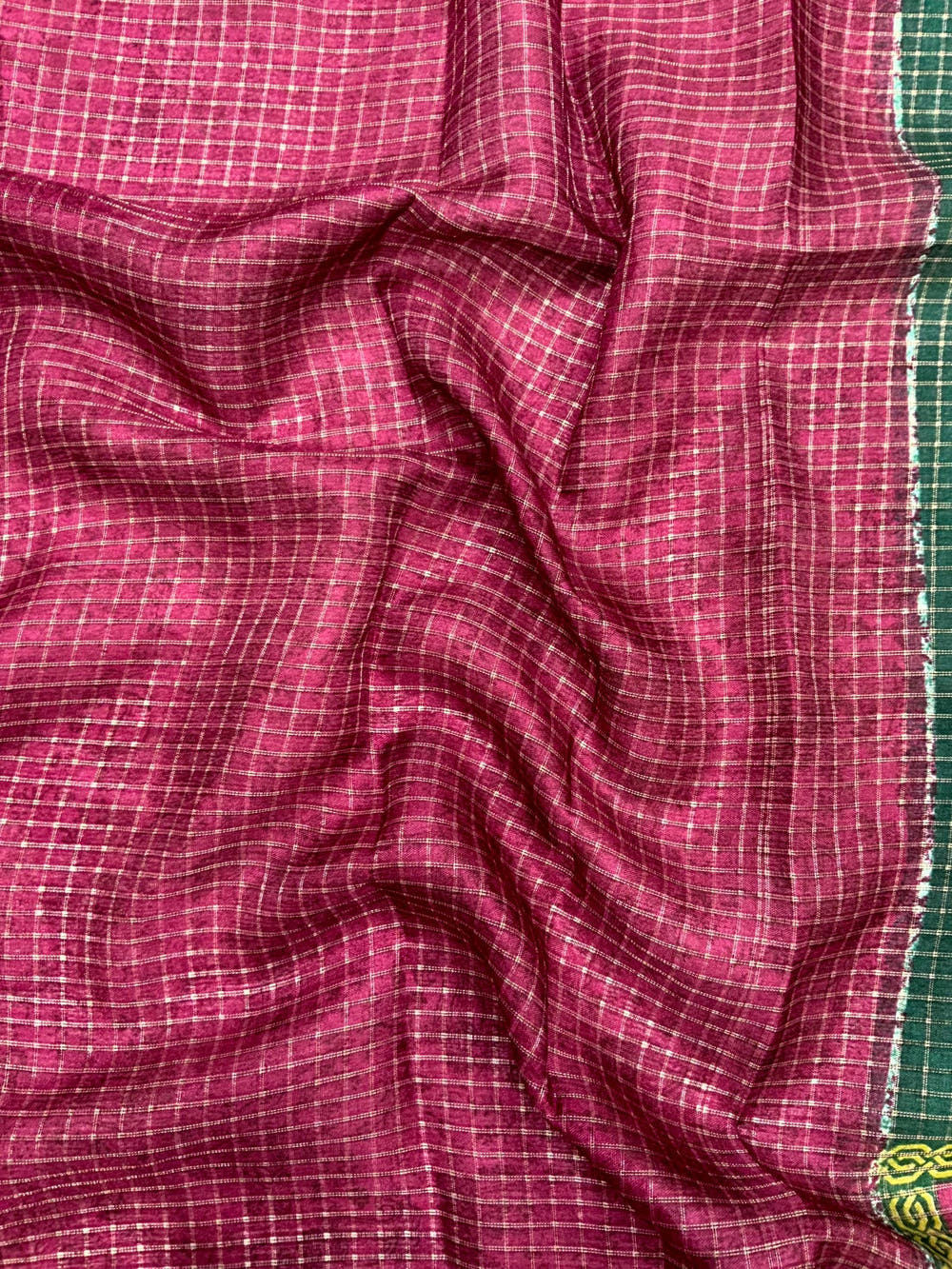 Bottle Green Tussar Kalalmkari Print Saree