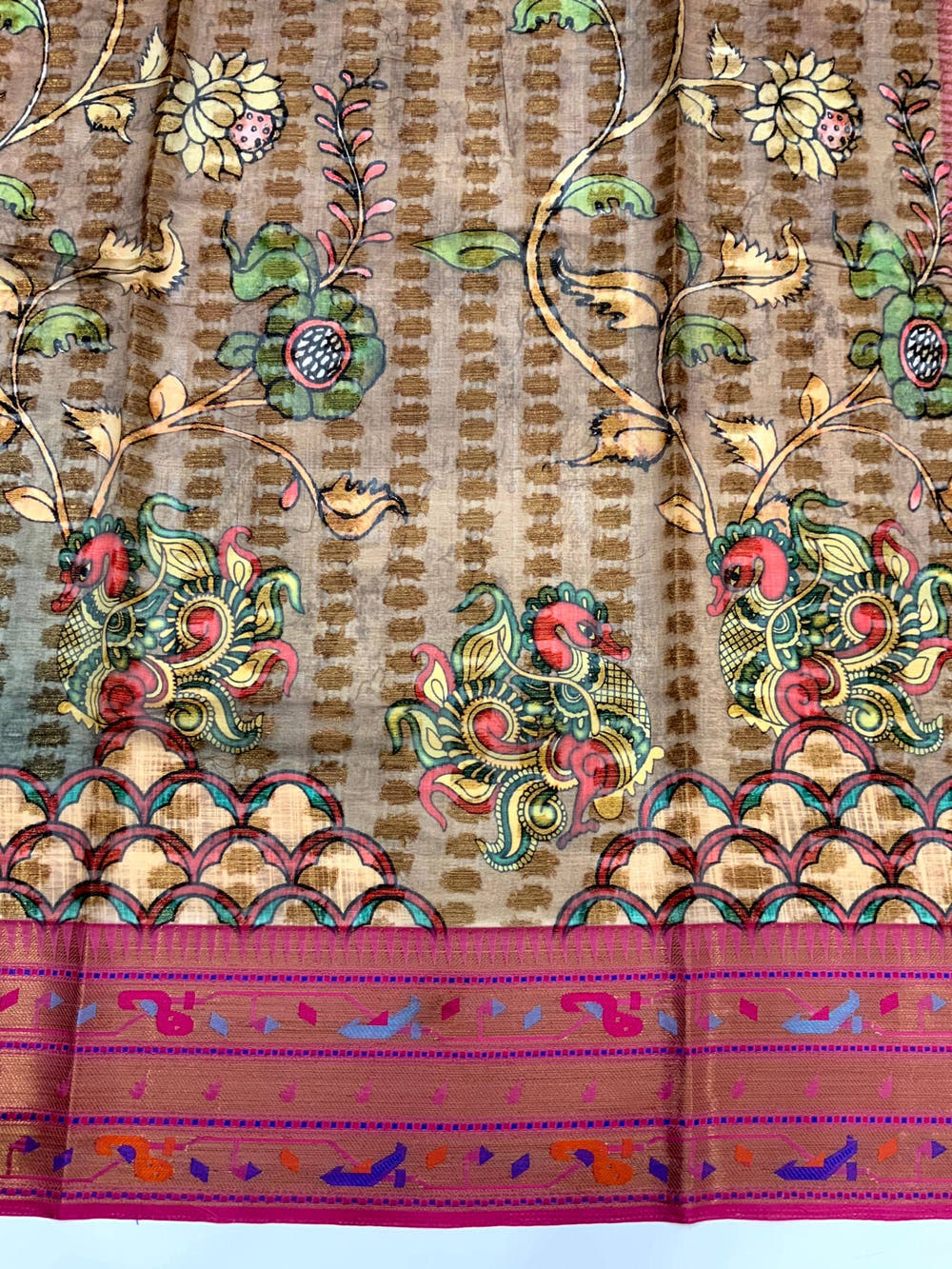 Heritage Kalamkari Printed Tissue Saree