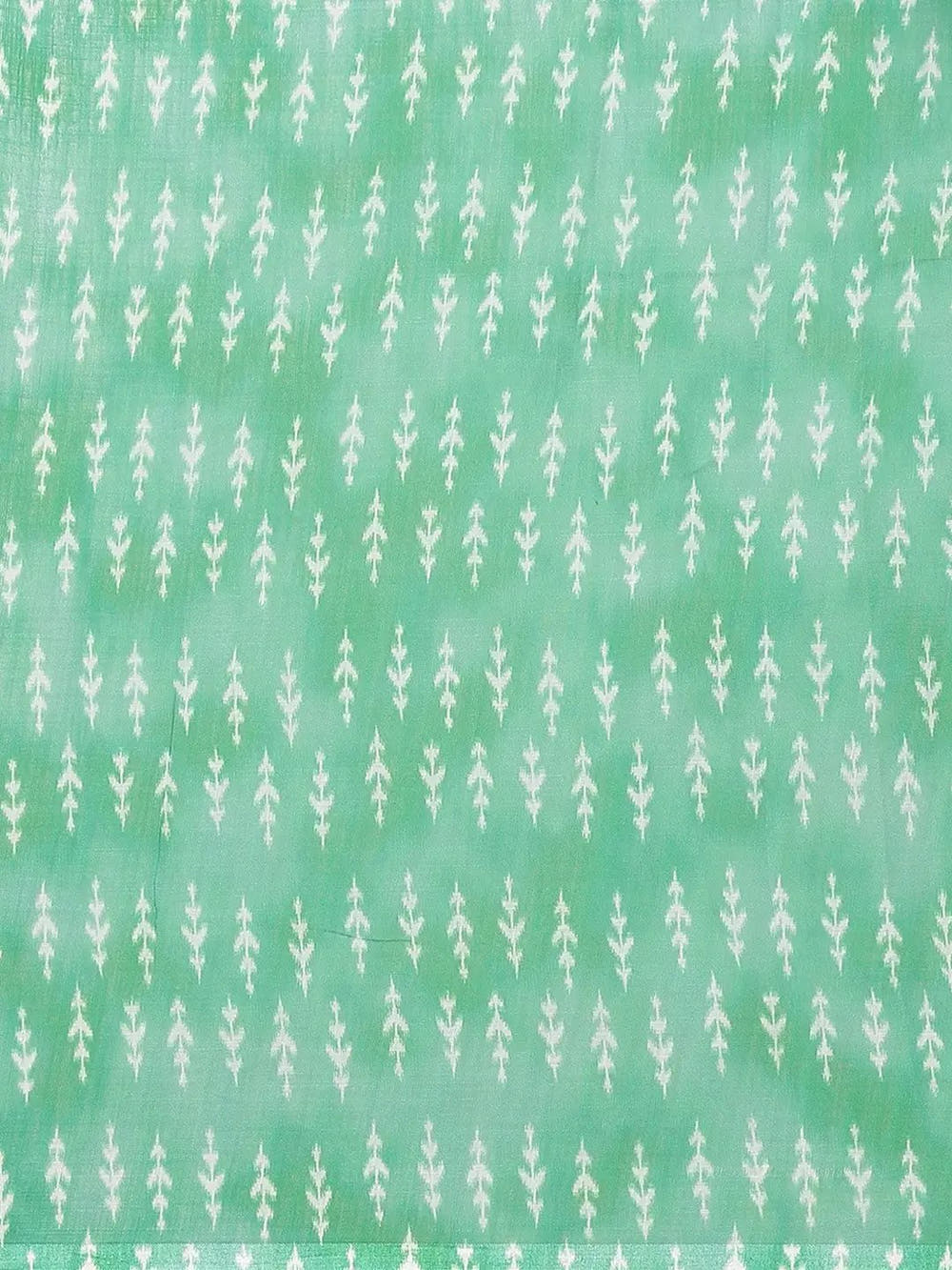 Lime Colour Soft Linen Ikkat Digital Print Saree With Kalamkari Pallu