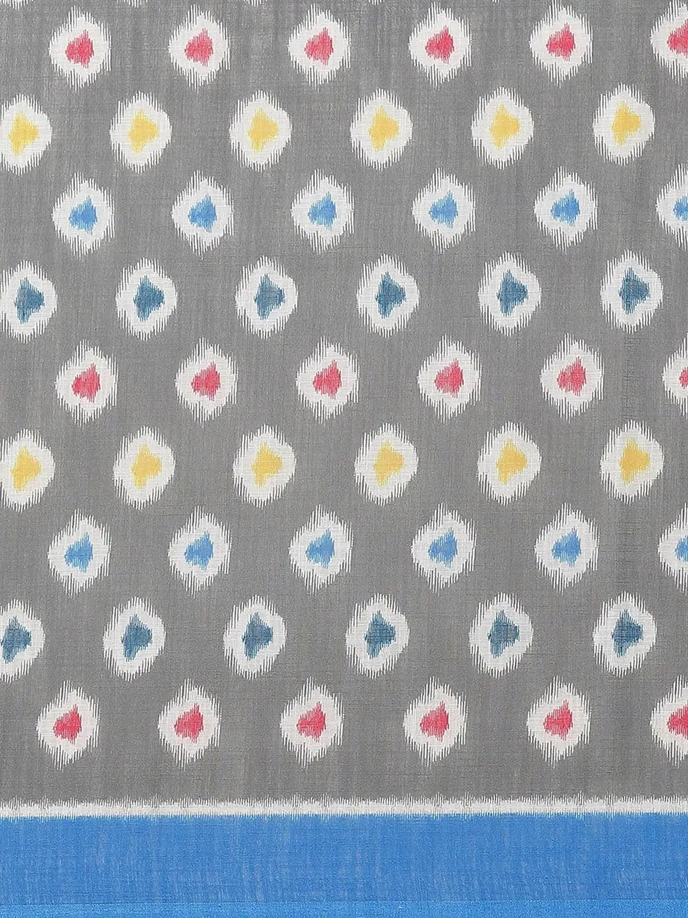 Grey Colour Soft Linen Ikkat Saree With Kalamkari Digital Print