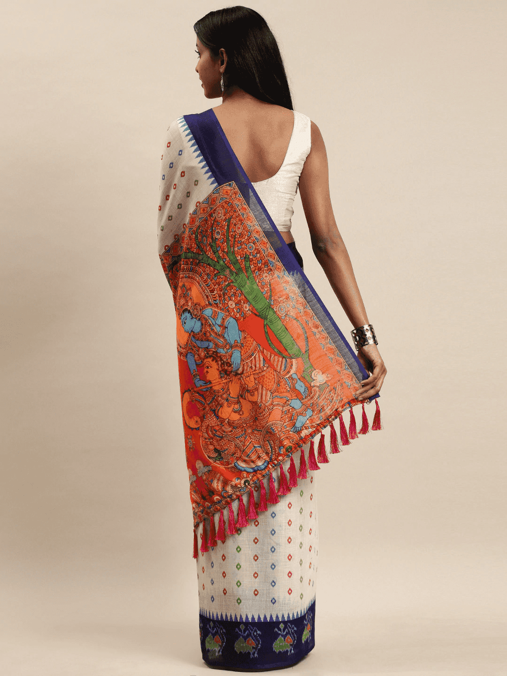 Attractive Soft Linen Ikkat Digital Print Saree