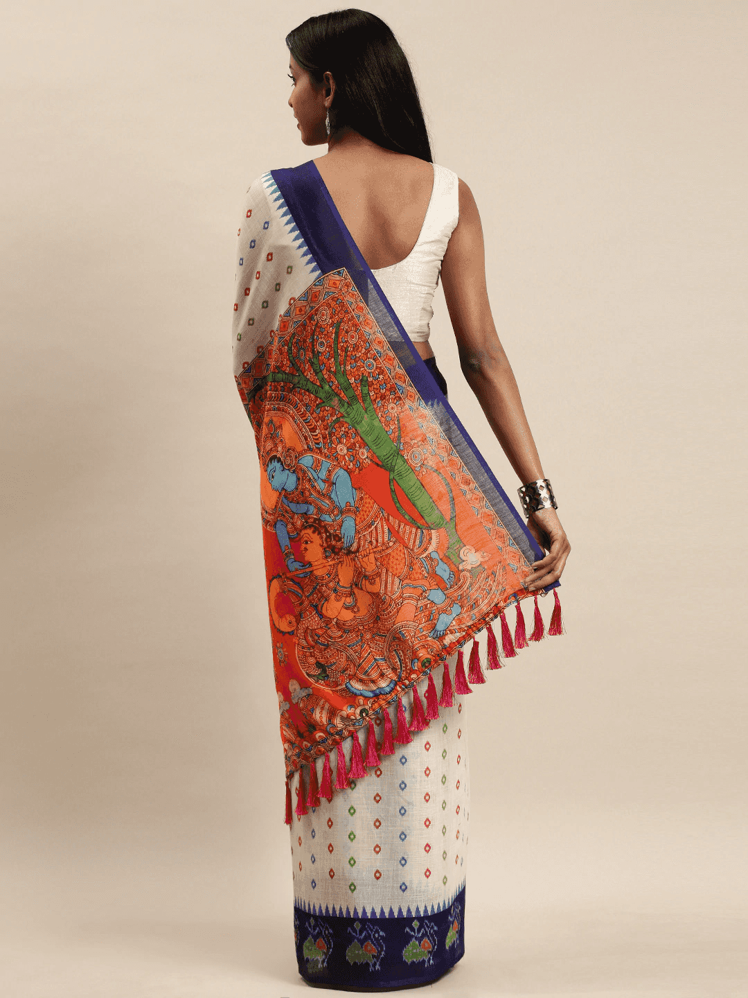 Attractive Soft Linen Ikkat Digital Print Saree