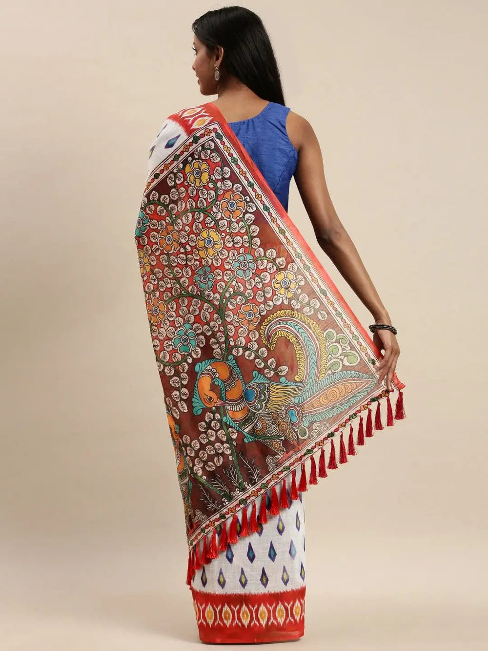 Attractive Soft Linen Ikkat Digital Print Saree