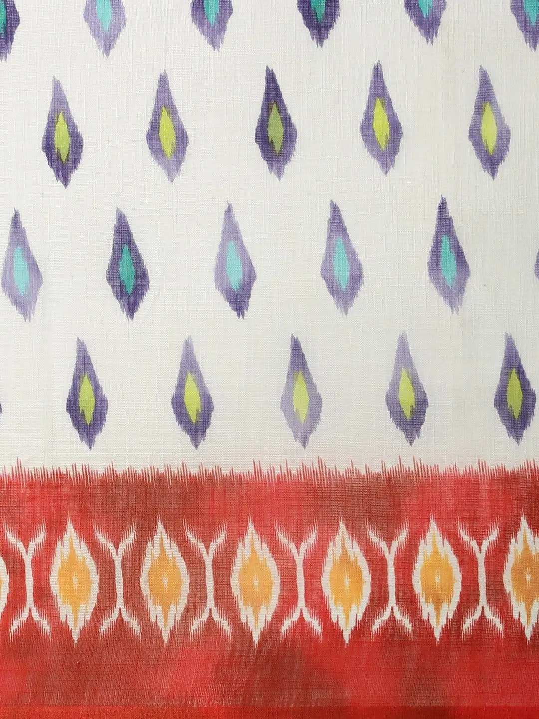 Attractive Soft Linen Ikkat Digital Print Saree