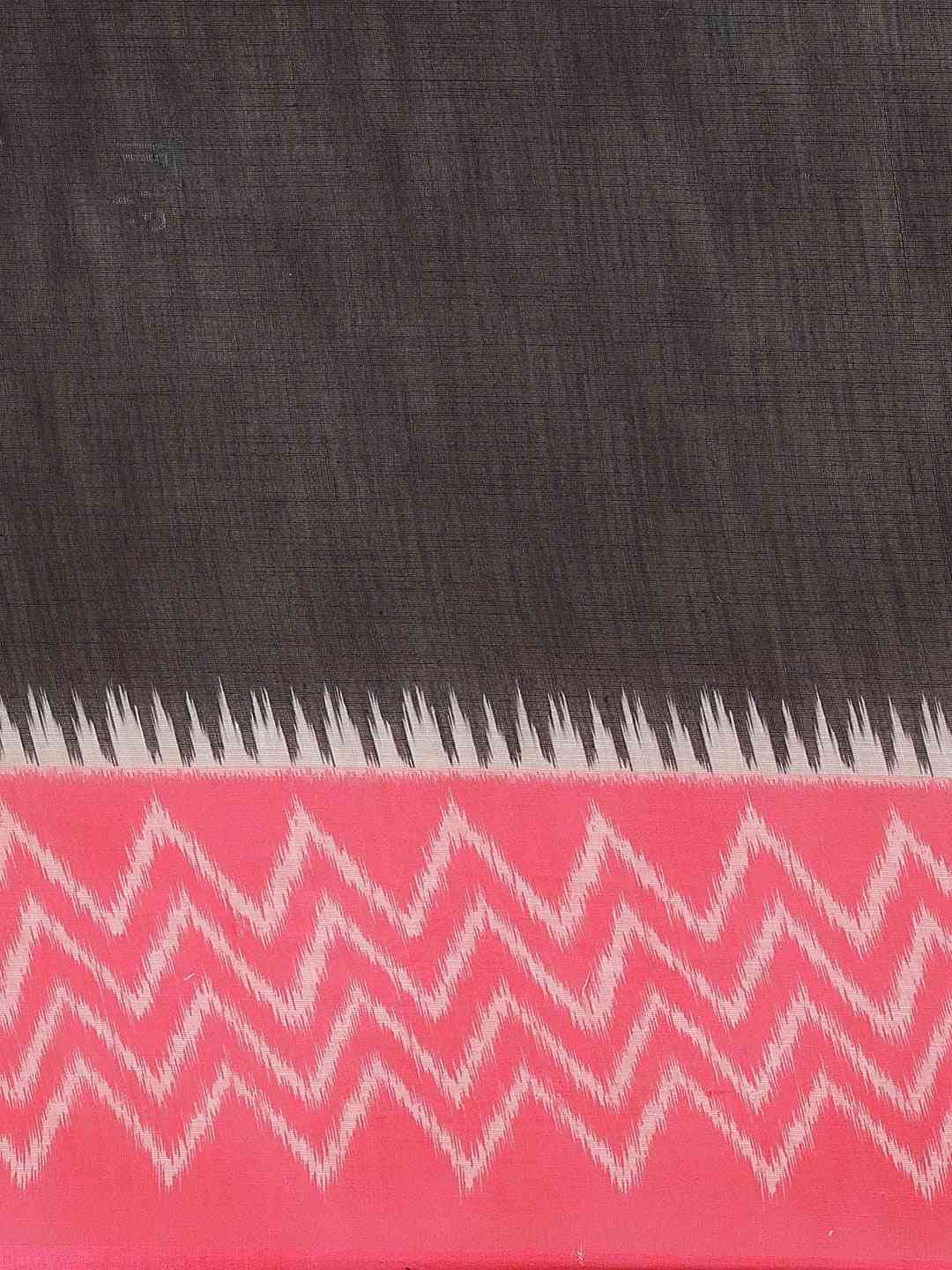 Black & Pink Solid Ikat & Kalamkari Print Saree