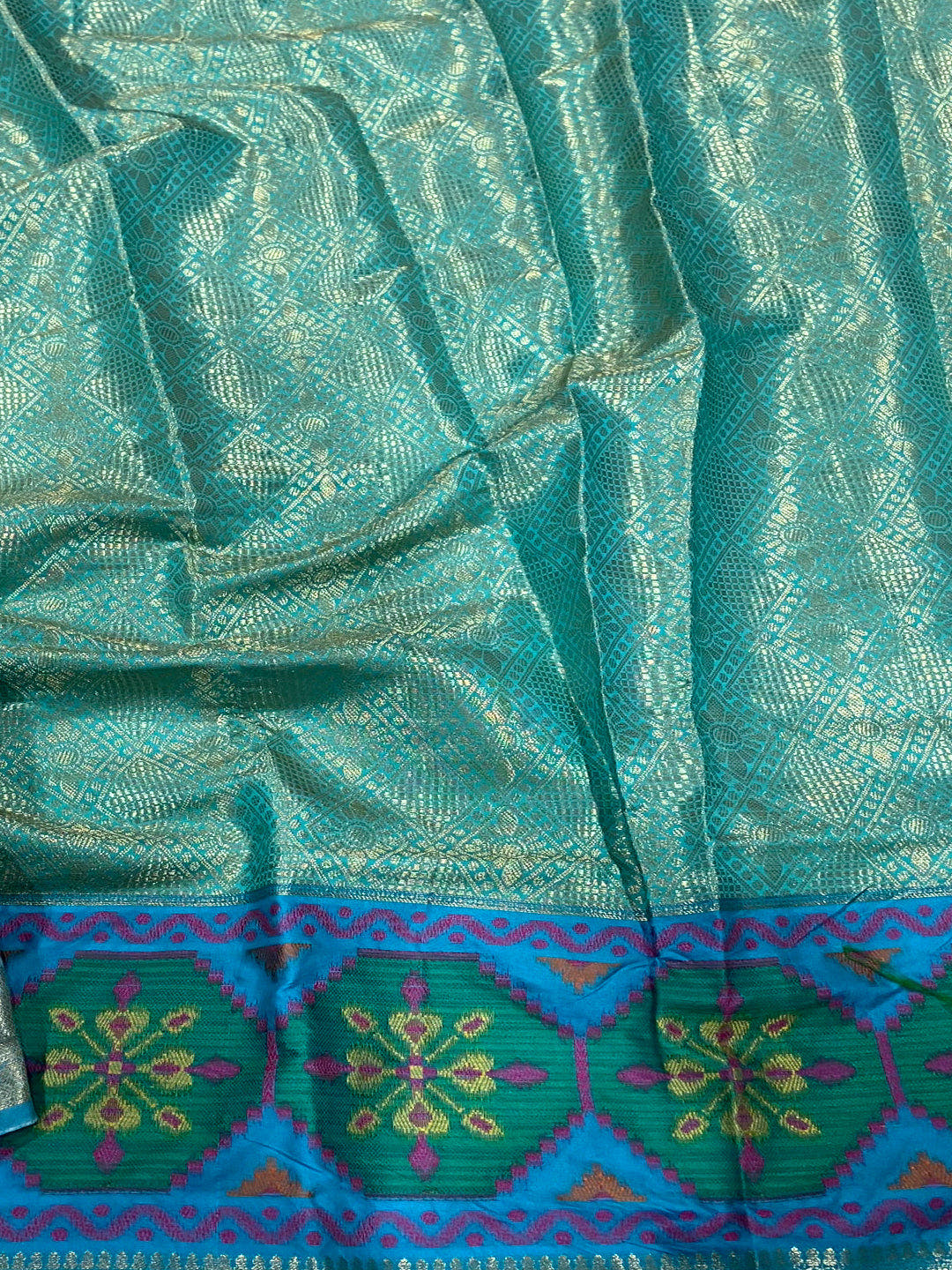 White Katan Silk Ikkat Saree