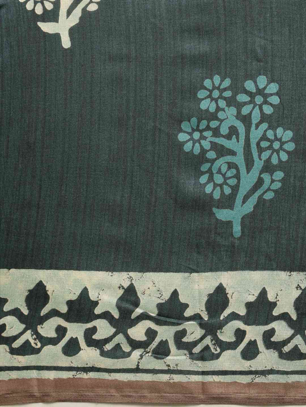 Grey & Blue Linen Blend Bagru Sare