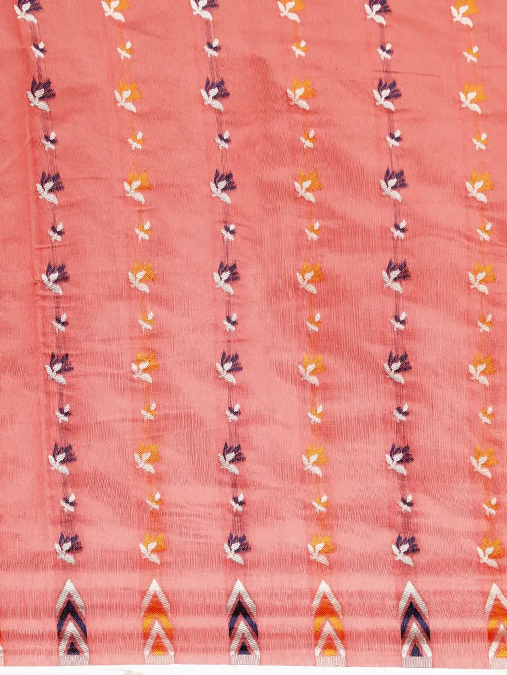 Coral Pink Dhakai Jamdani Light Weight Saree