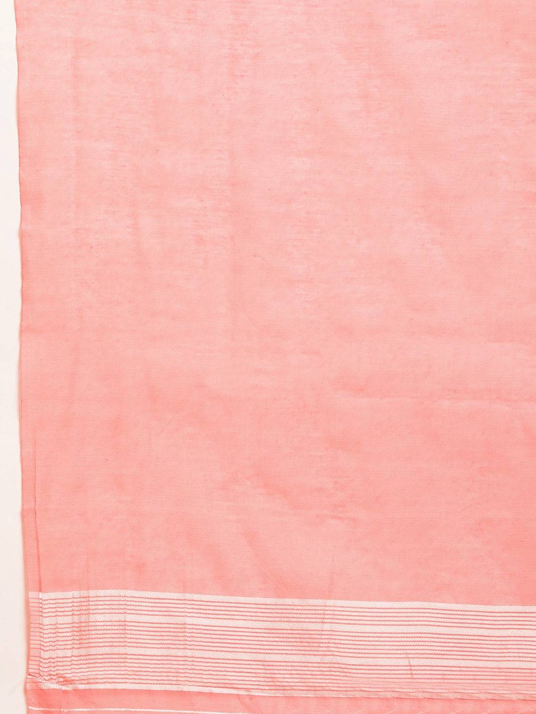 Deep Pink Dhakai Jamdani Cotton Silk Saree