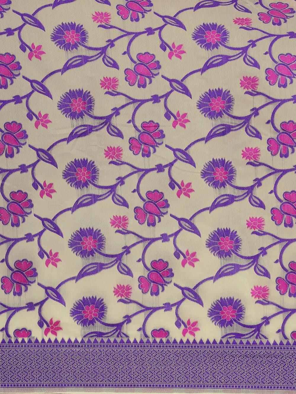 Royal Bloom Dhakai Jamdani Cotton Silk Saree
