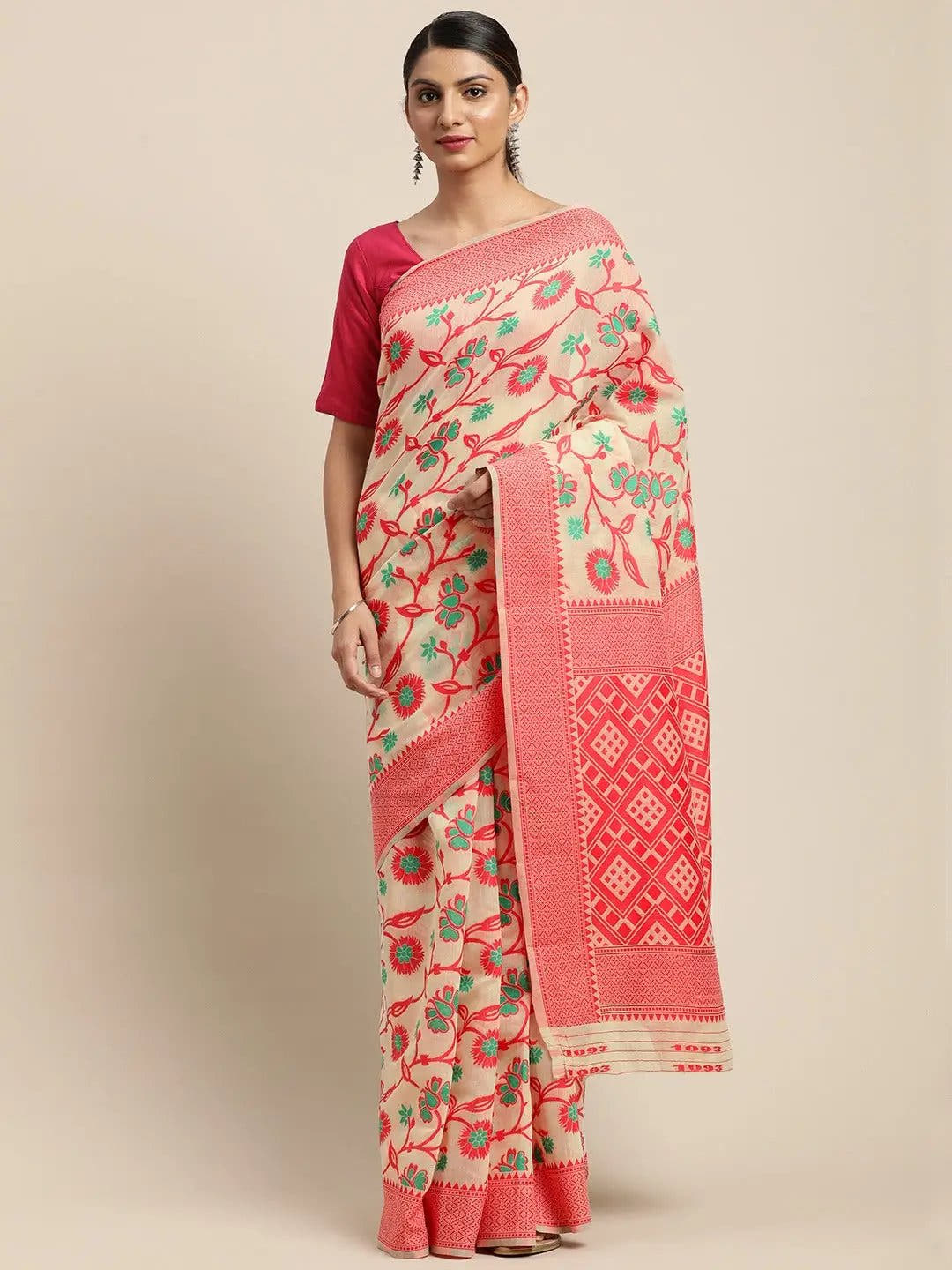 Soft Pink Light Weight Dhakai Jamdani Saree