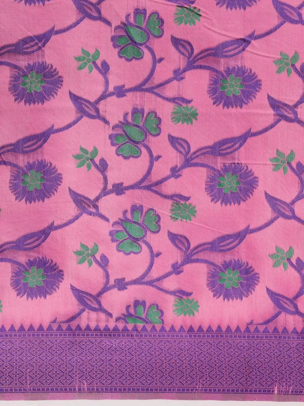 Fuchsia Dhakai Jamdani Cotton Silk Saree