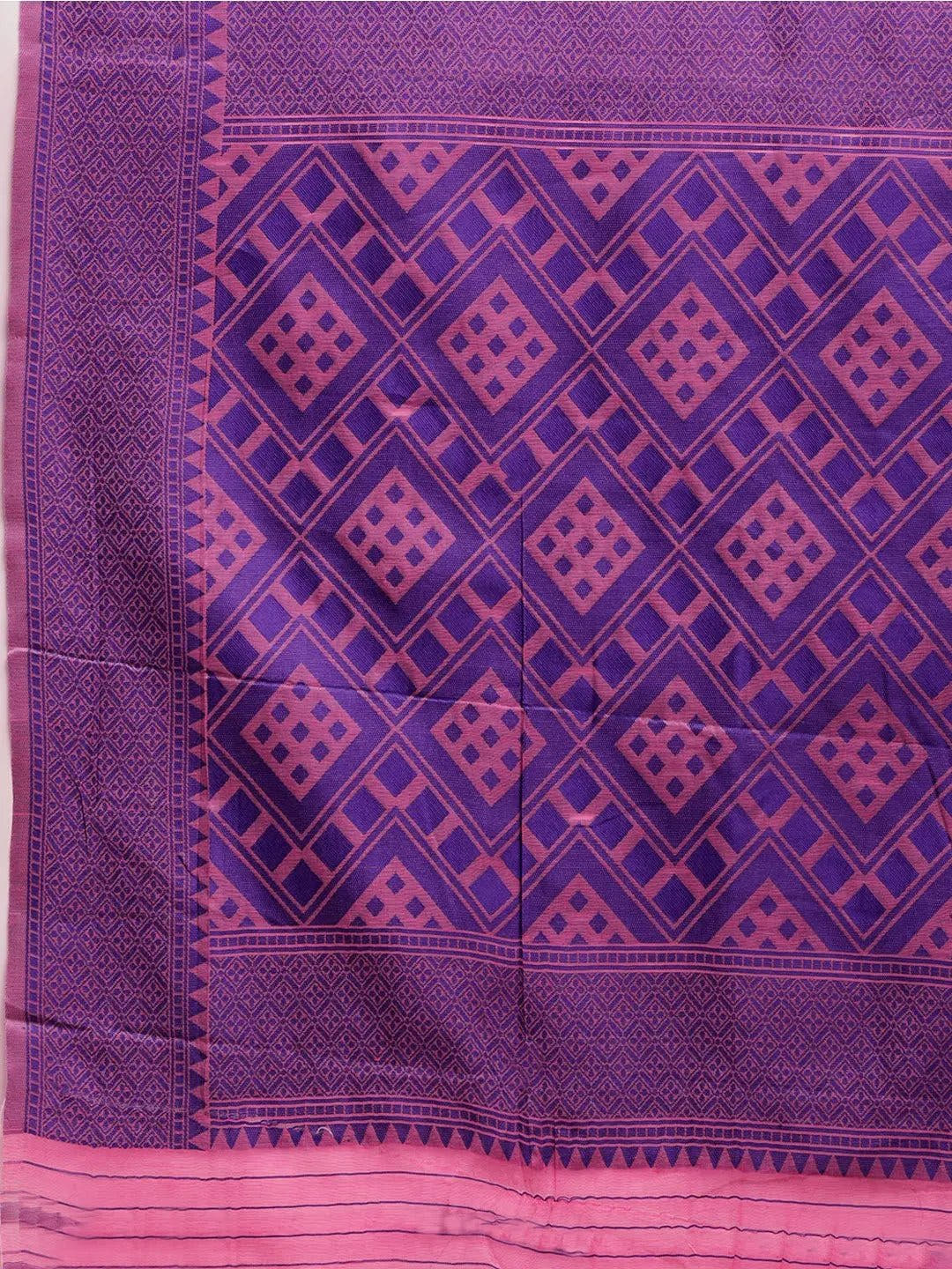 Fuchsia Dhakai Jamdani Cotton Silk Saree