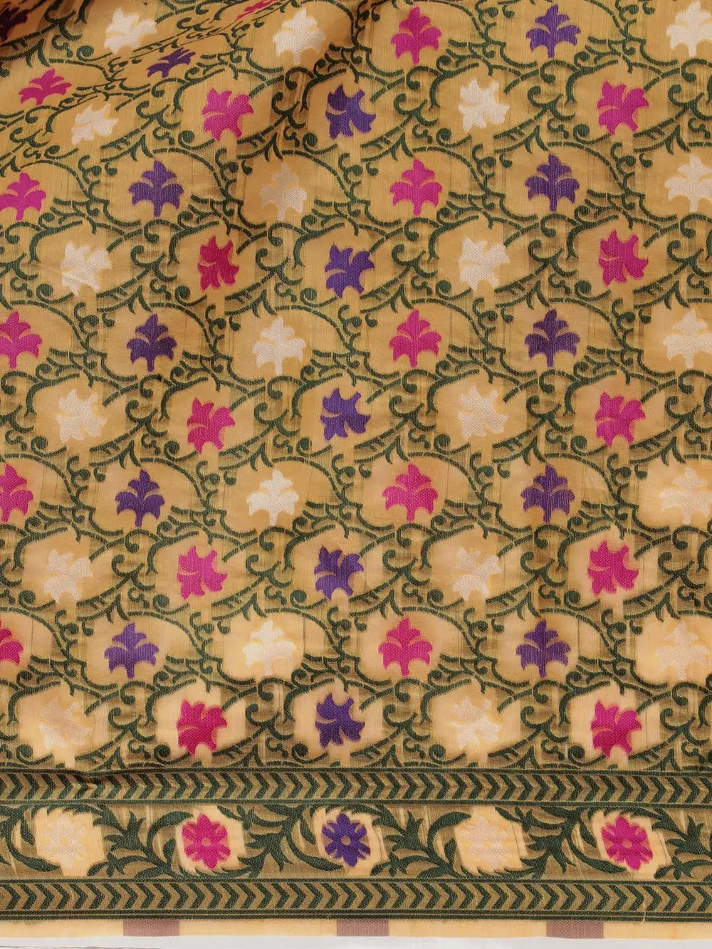 Olive Mustard Dhakai Jamdani Silk Saree